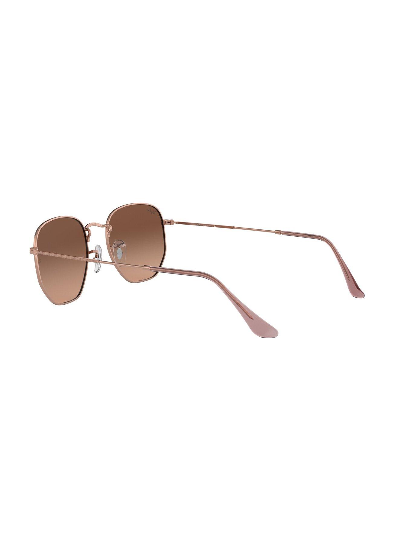 Image 5 of 5 of Ray-Ban Hexagonal Irregular Sunglasses Copper Frame With Pink Gradient Brown Lens