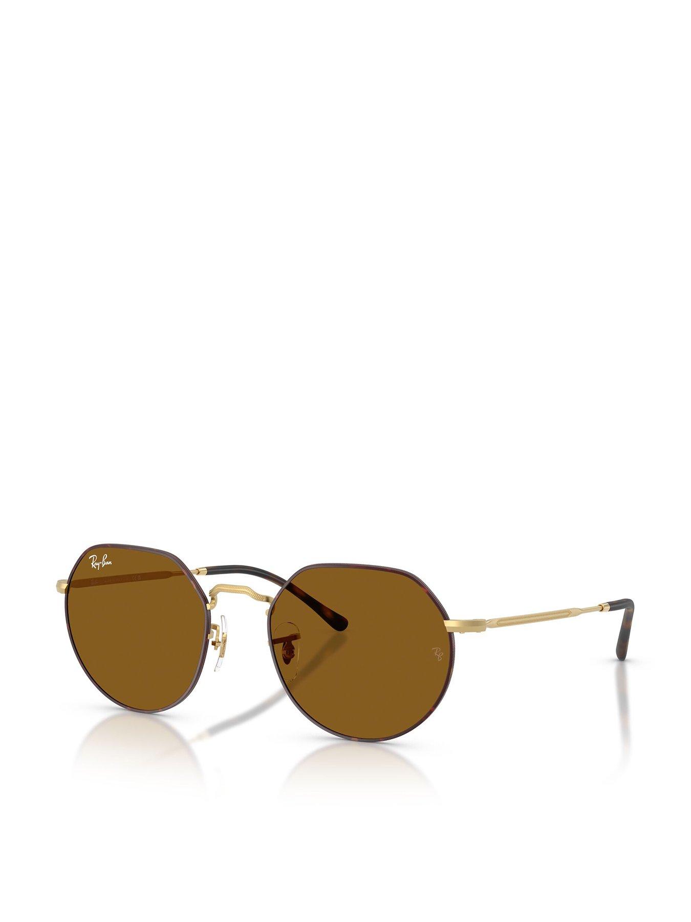 Ray-Ban Jack Irregular Sunglasses Matte Havana On Matte Arista Frame With Brown Lens