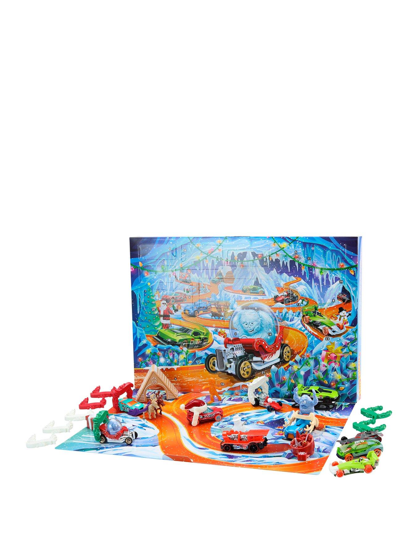 Hot Wheels 2026 Advent Calendar, 10 Toy Vehicles in 1:64 Scale, 14 Accessories  &  10 Ornament Clips