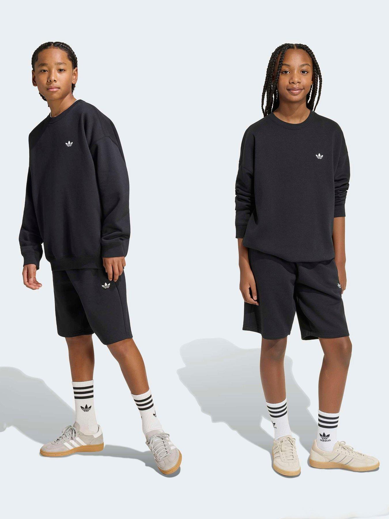 adidas Originals Junior Crew Short Set, Black, Size 7-8 Years