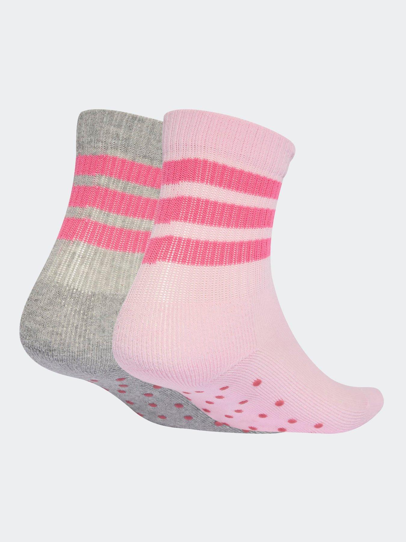 Image 2 of 4 of adidas Sportswear Kids No Slip Socks - Grey/Pink