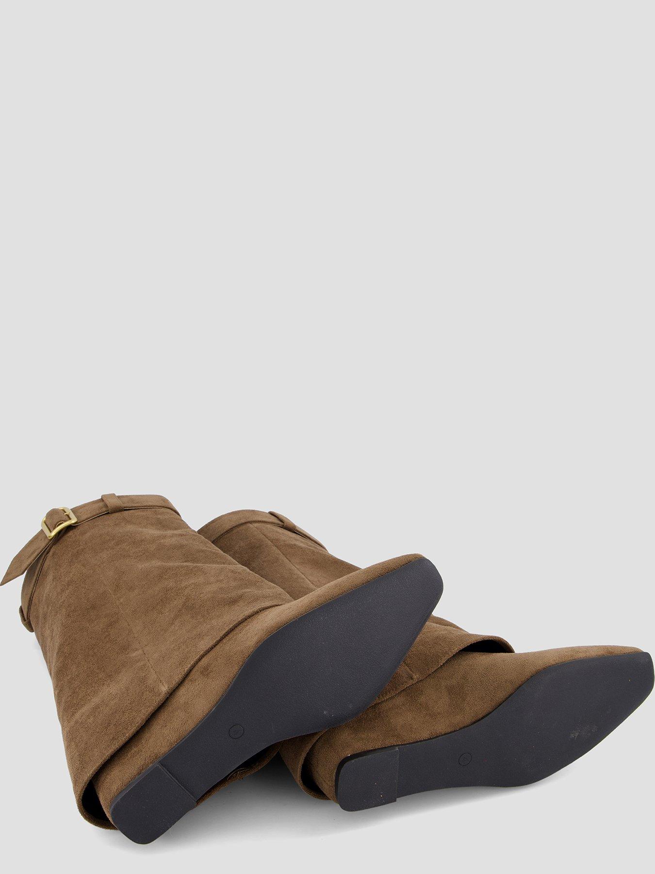 Image 5 of 8 of The Very Collection Womens Fold Over Wedge Knee Boots - Khaki