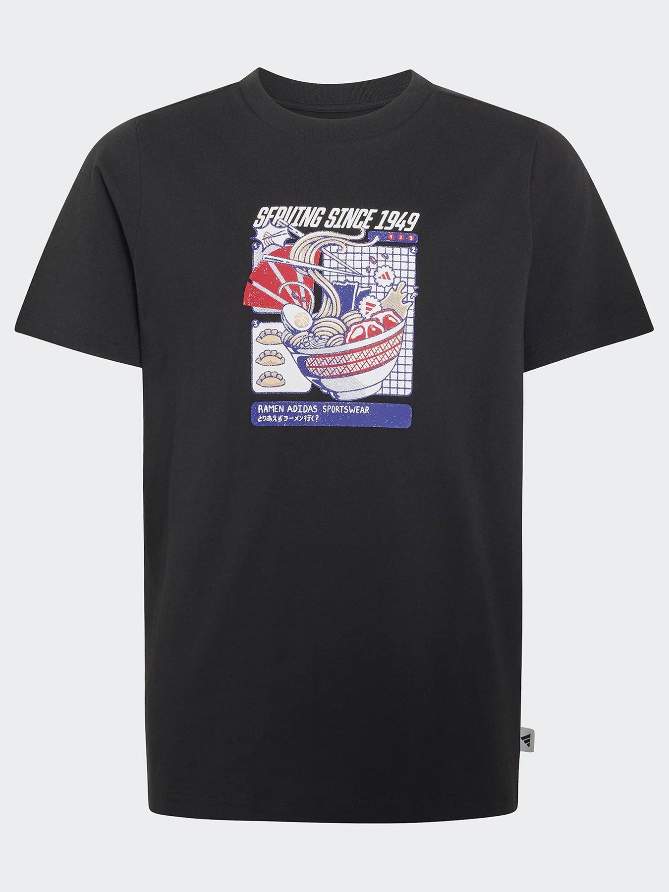 adidas Sportswear Boys Graphic Ramen Tee, Black, Size 5-6 Years