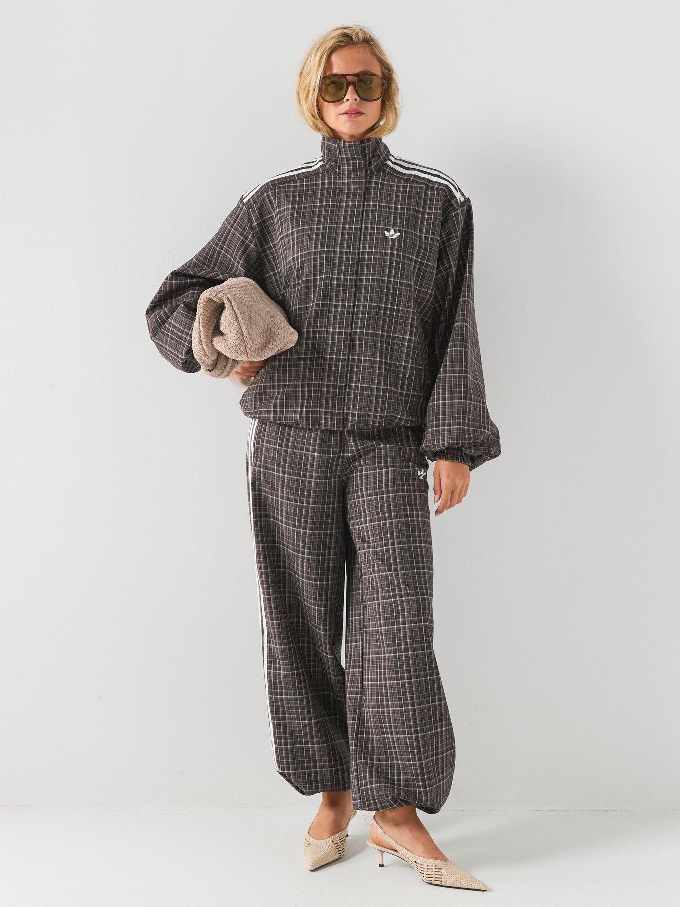 adidas Originals Women's Check Loose Fit Track Pants - Brown