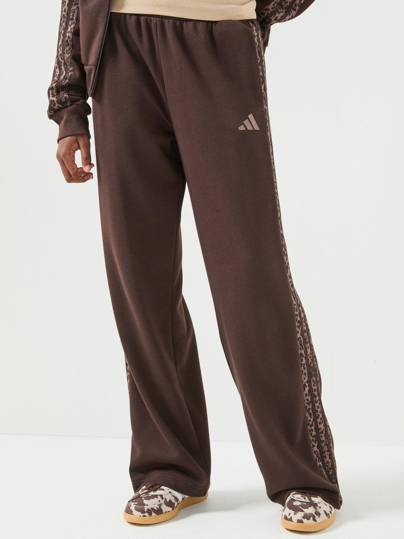 Image 1 of 6 of adidas Sportswear Junior Girls 3 Stripe Wide Leg Pant - Brown