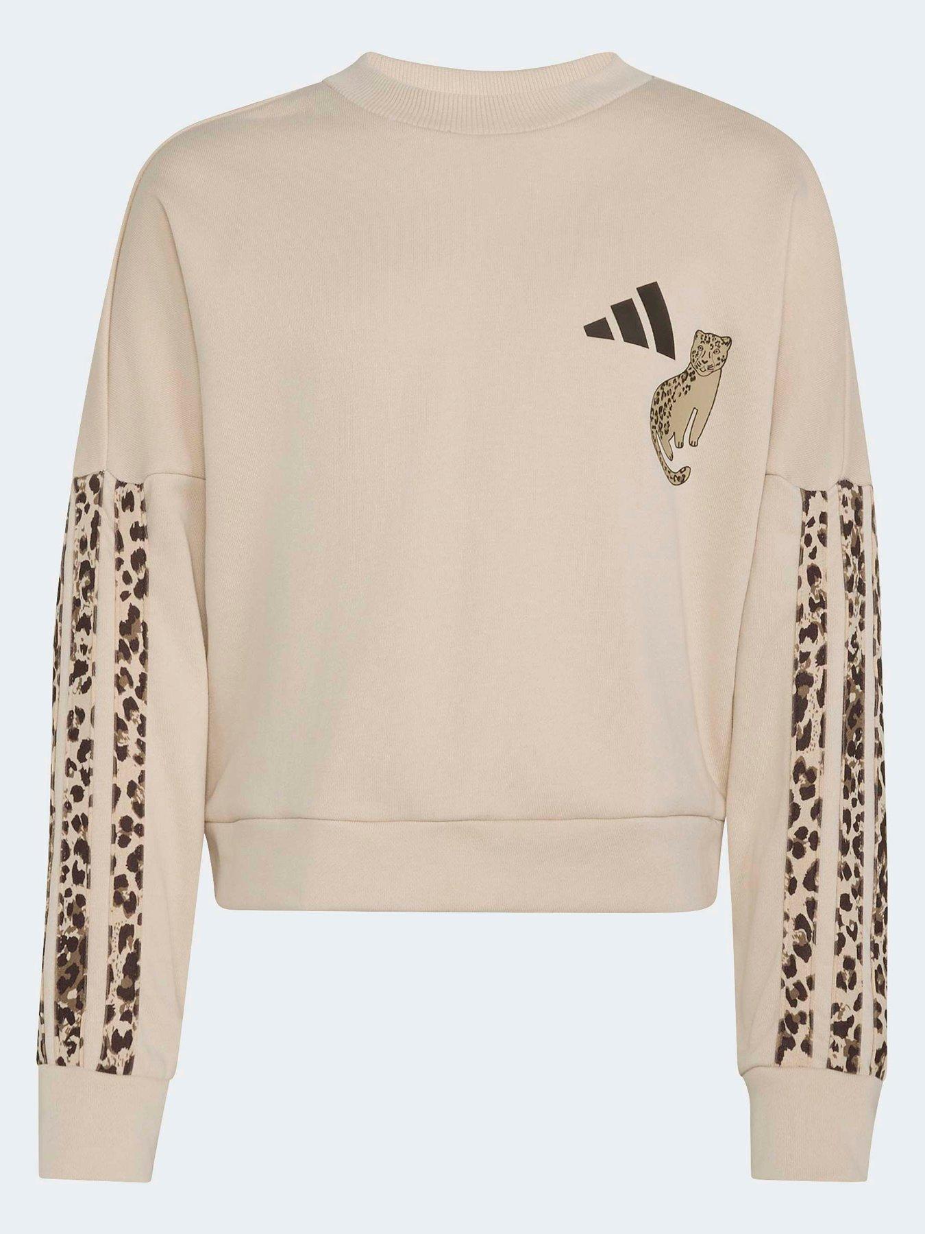 Image 7 of 7 of adidas Sportswear Girls 3 Stripe Sweat Set - Beige