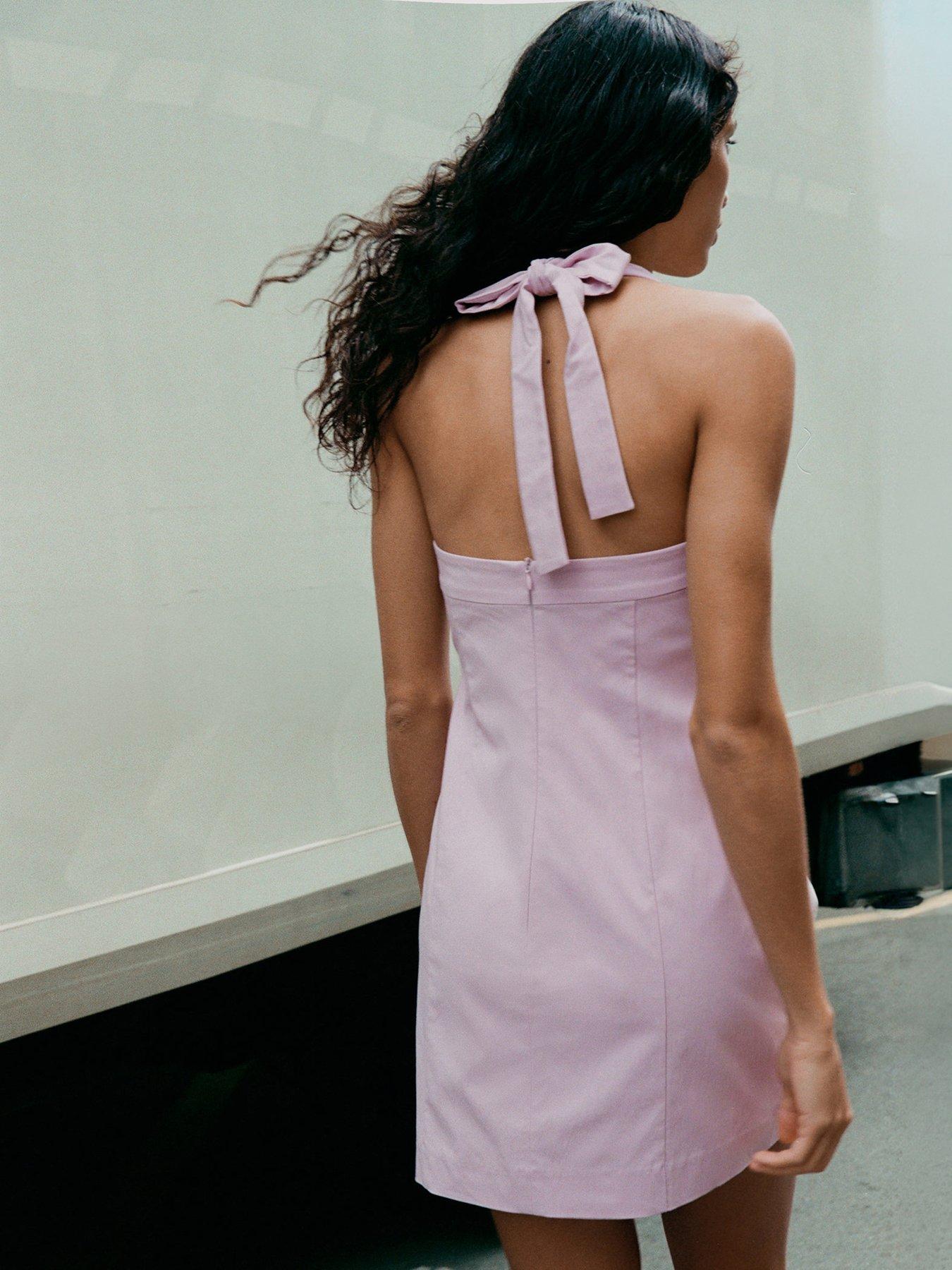 Mango Starring Hailey Bieber Short Halter-neck Dress - Pastel Purple | Very