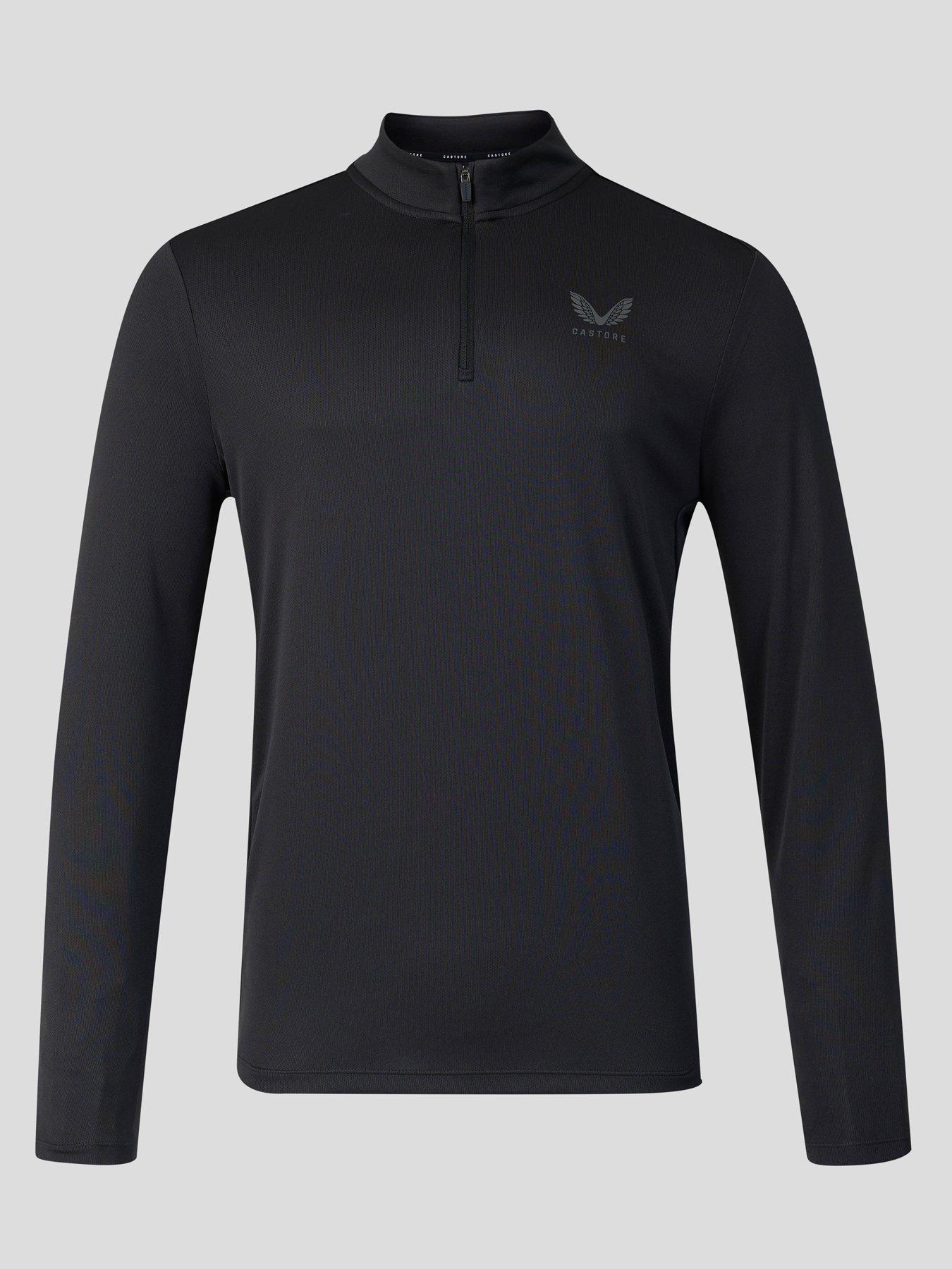Castore Mens Training 1/4 Zip Long Sleeve Top, Black, Size S, Men