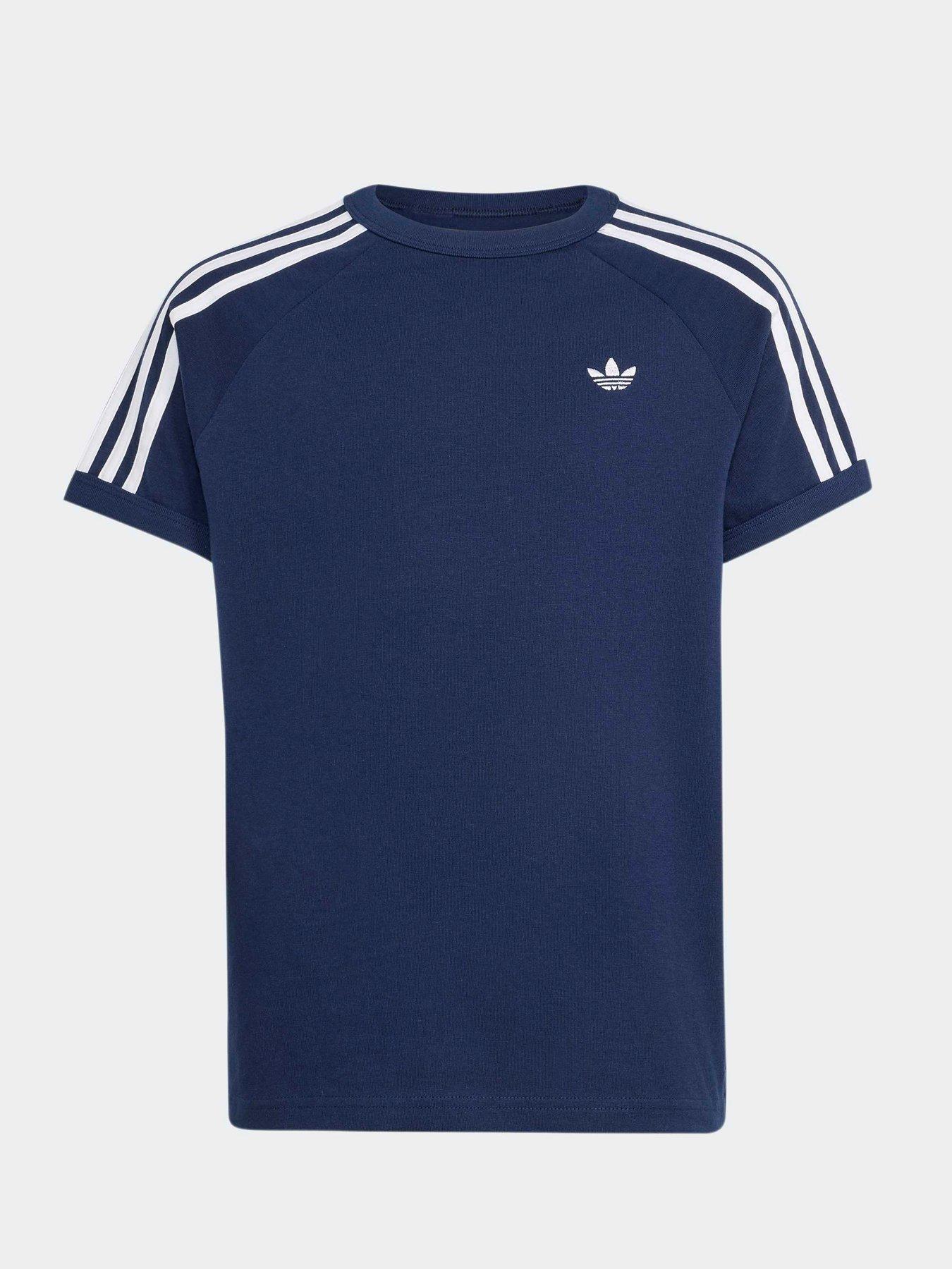Image 6 of 6 of adidas Originals Junior 3 Stripe Tee - Blue