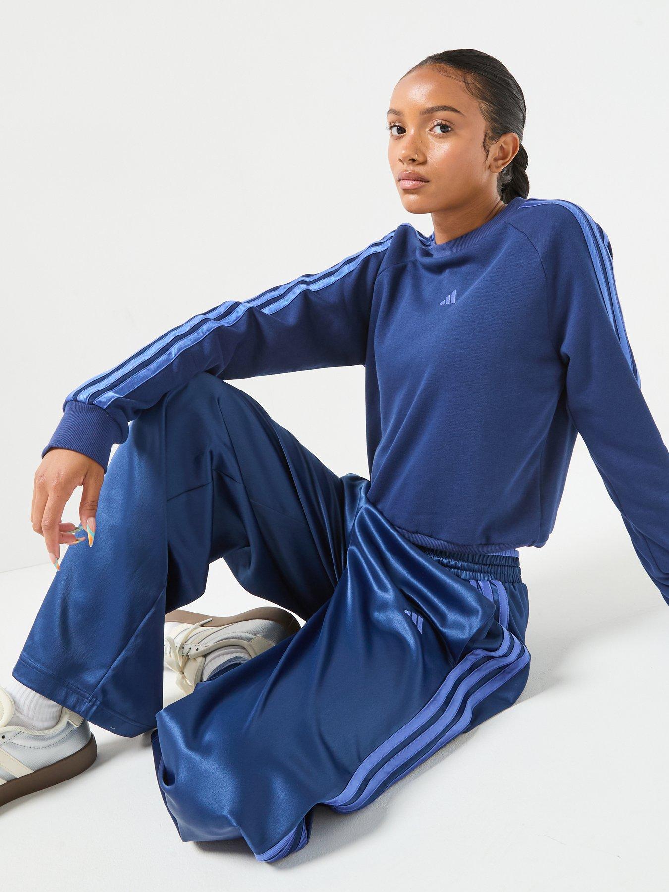 Image 5 of 6 of adidas Sportswear Junior Girls Satin Wide Leg Pant - Blue