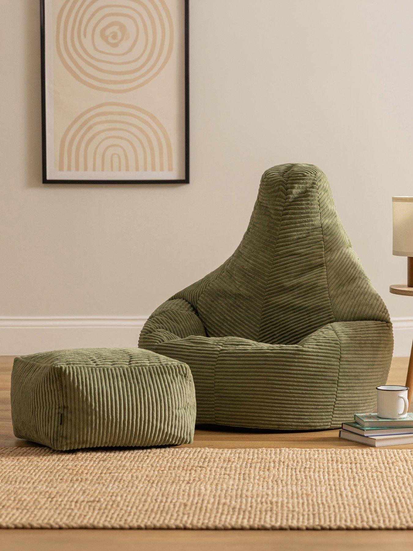 Icon Beanbags Dalton Cord Recliner Bean Bag and Pouffe