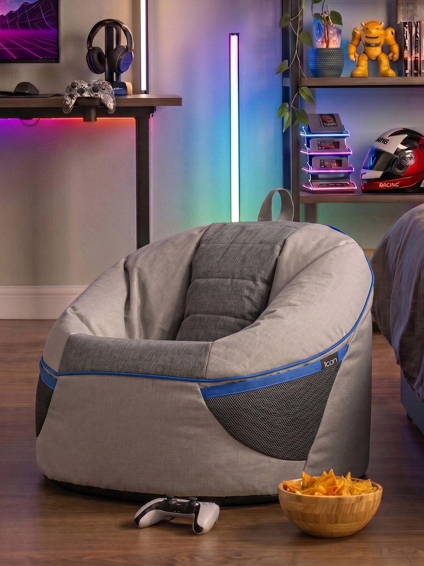 Image 1 of 7 of Icon Beanbags Alpha Kids Gaming Bean Bag- Grey