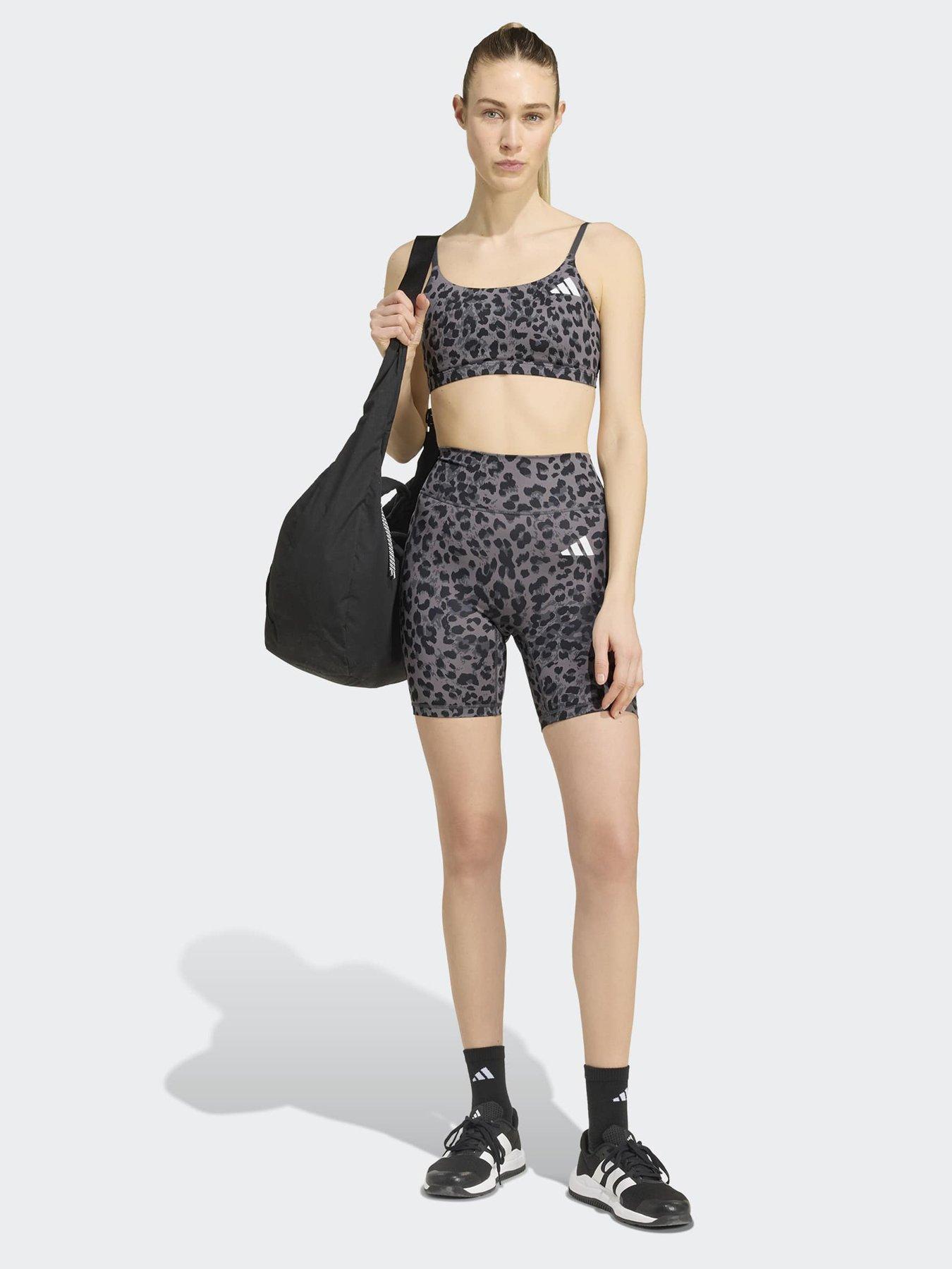 Image 4 of 6 of adidas Optime Essentials Workout Leopard Short Leggings - Grey