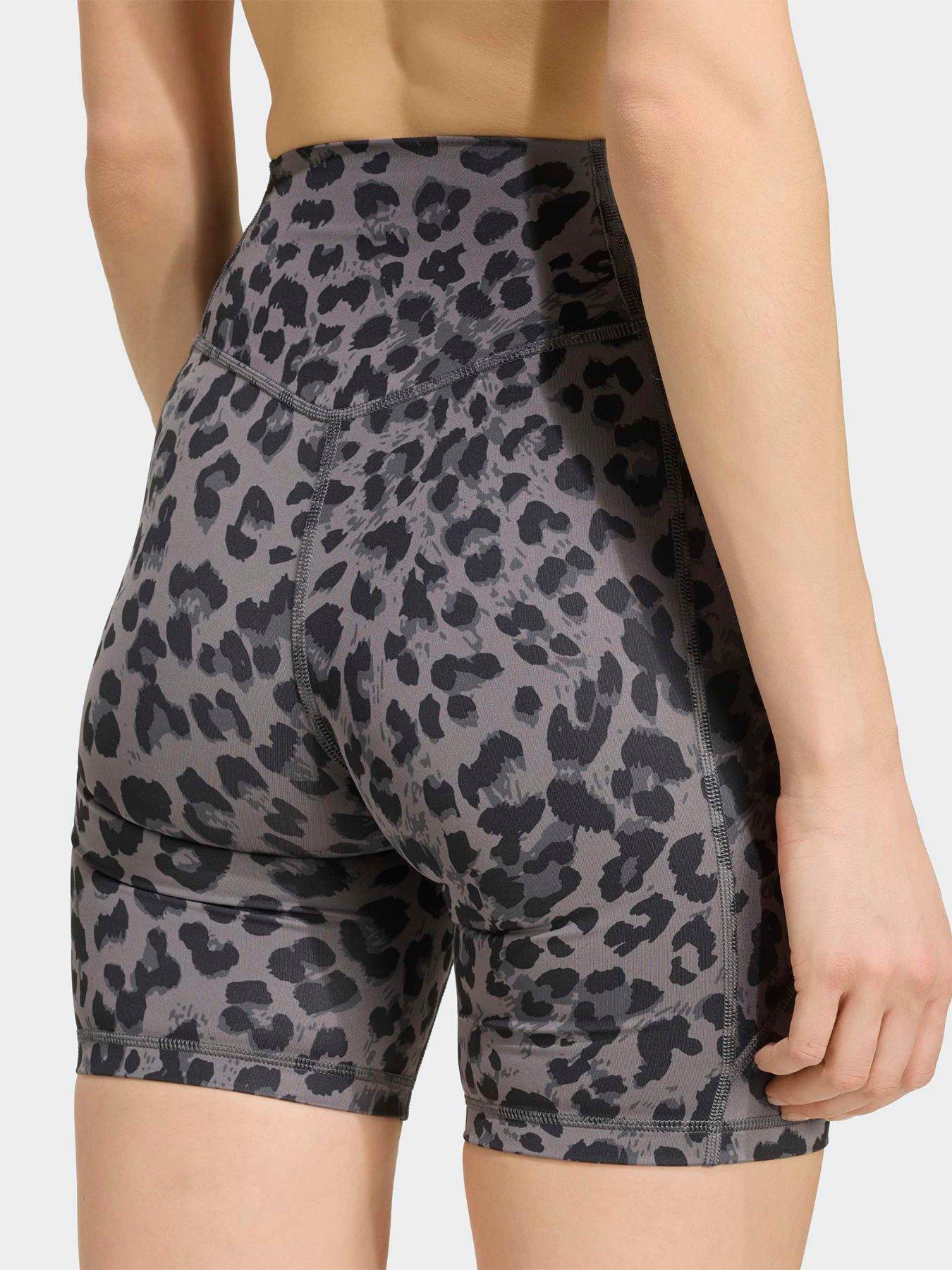 Image 6 of 6 of adidas Optime Essentials Workout Leopard Short Leggings - Grey