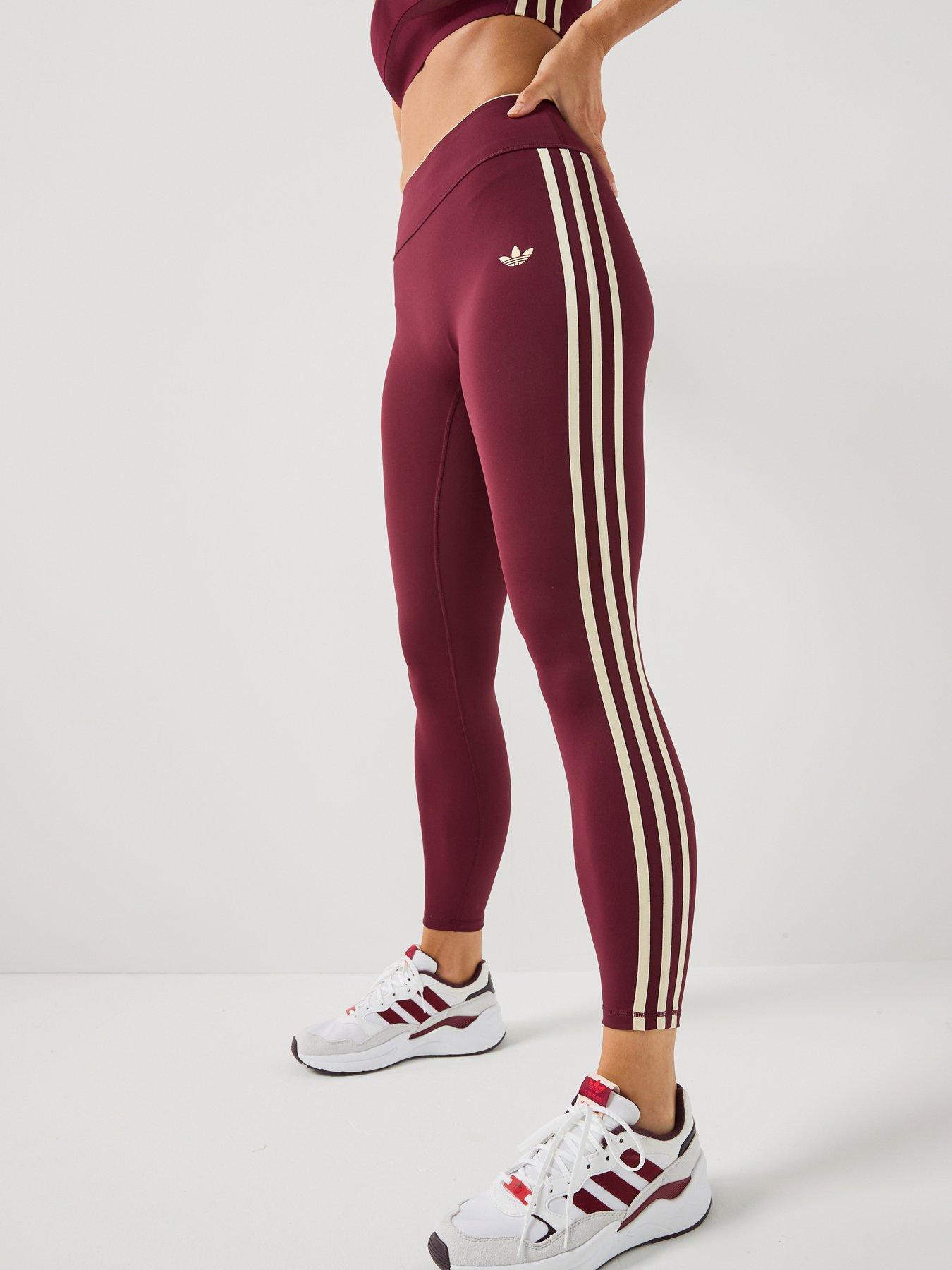 adidas Originals Womens Sports Training Tights- Burgundy