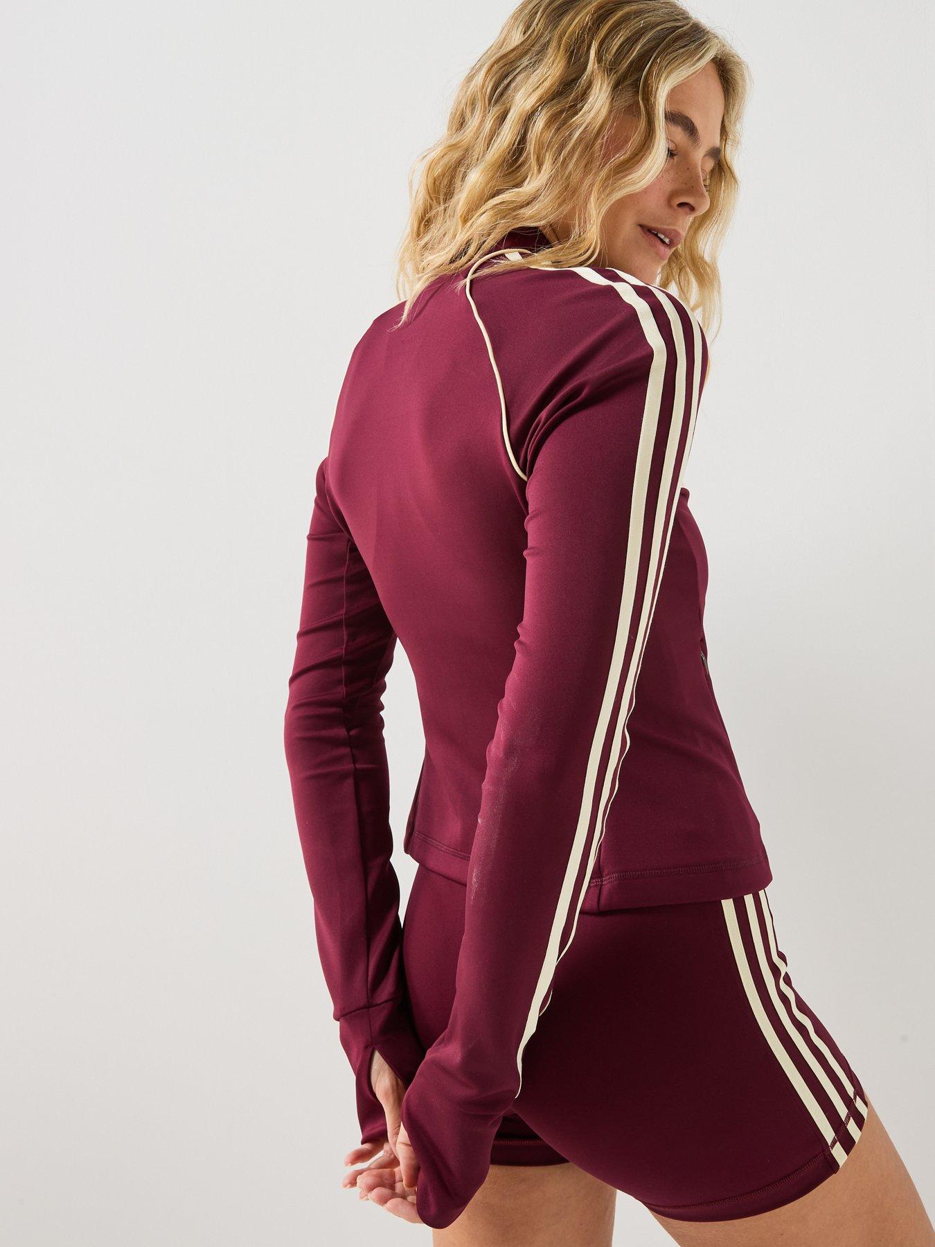 Image 2 of 6 of adidas Originals Women's Original Sport Long Sleeve Training Zip Jacket- Burgundy