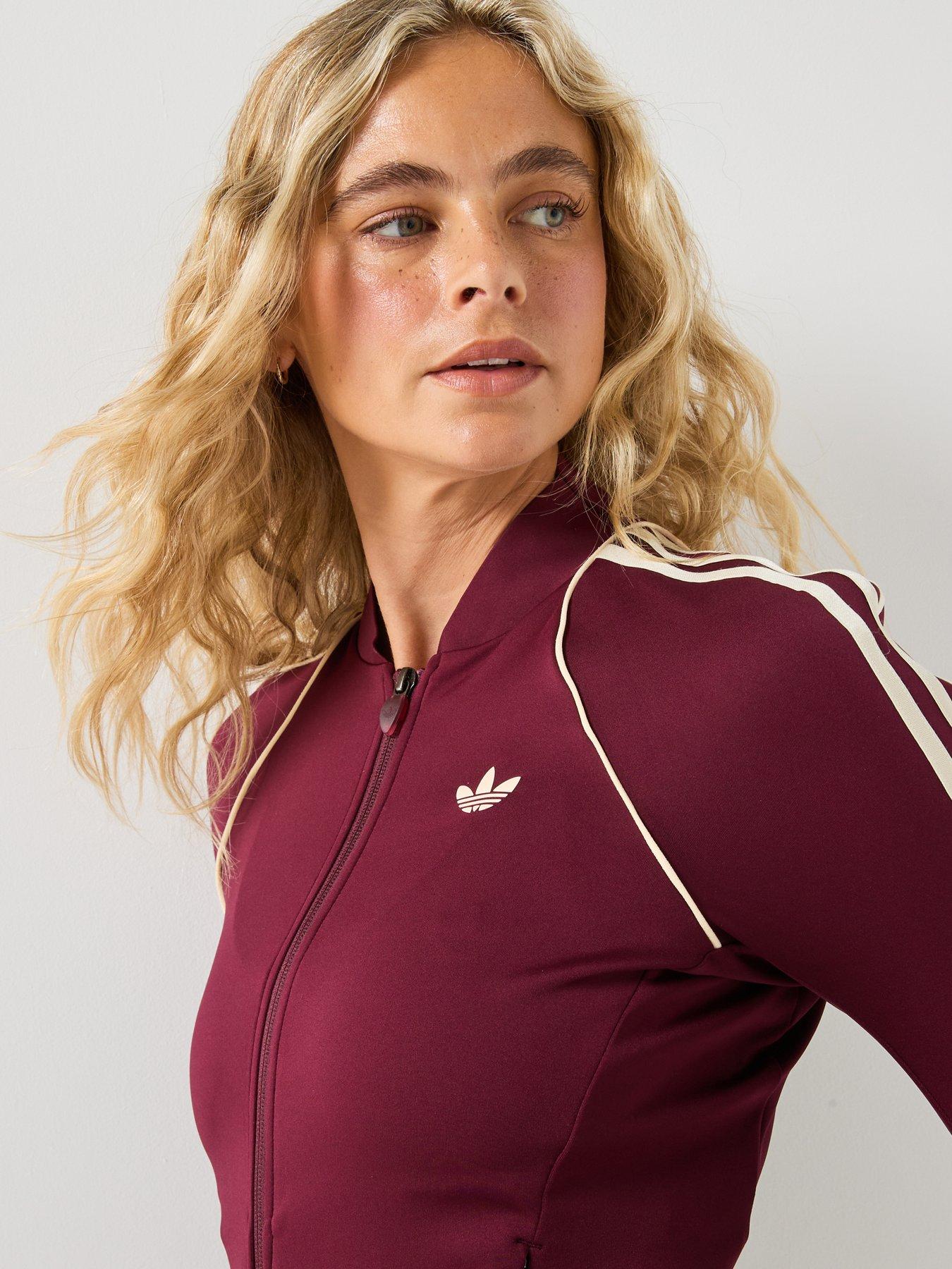 Image 5 of 6 of adidas Originals Women's Original Sport Long Sleeve Training Zip Jacket- Burgundy