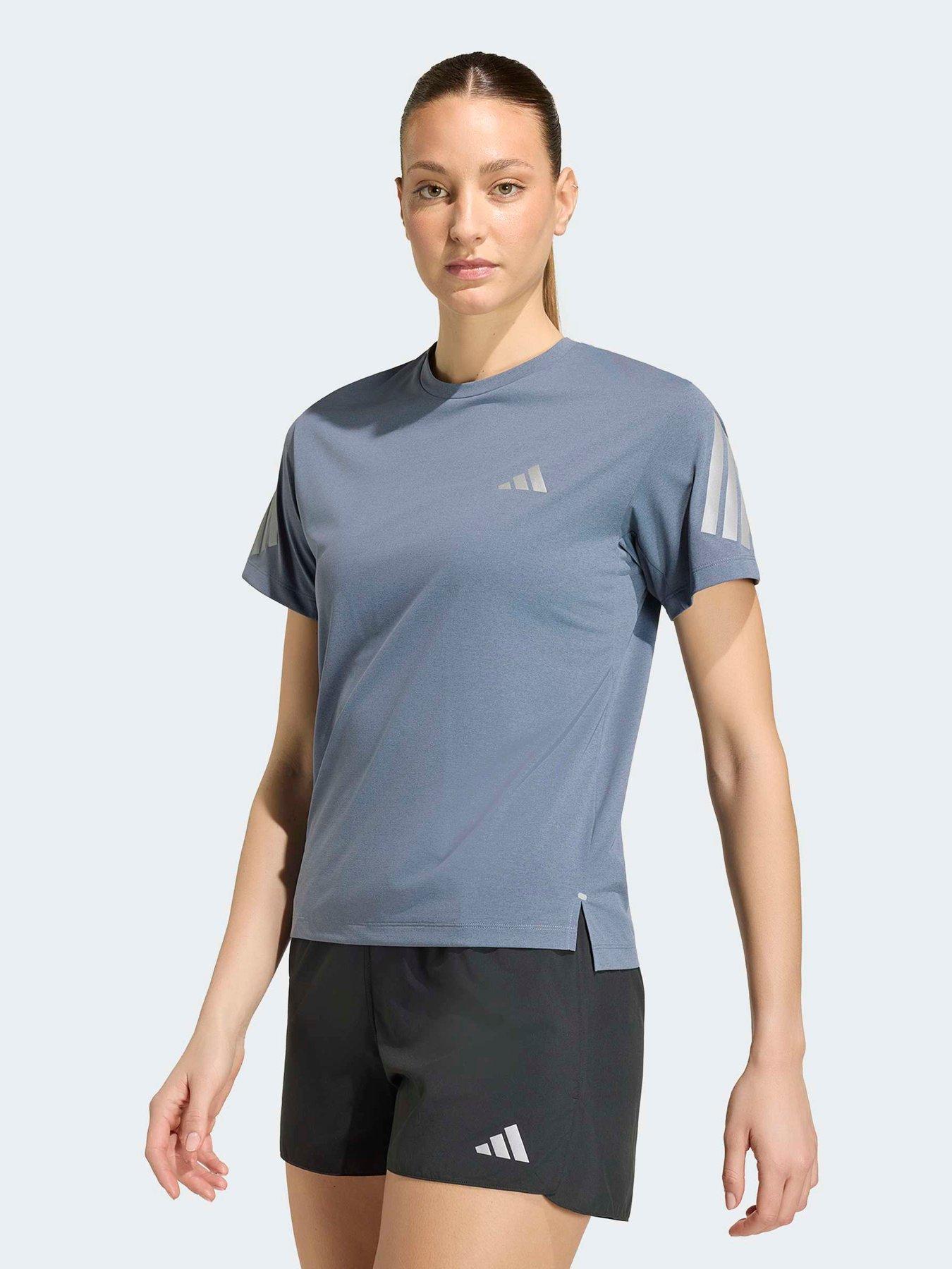 adidas Women's Running T-Shirt with CLIMACOOL Moisture-Wicking Technology - Onix / Reflective Silver