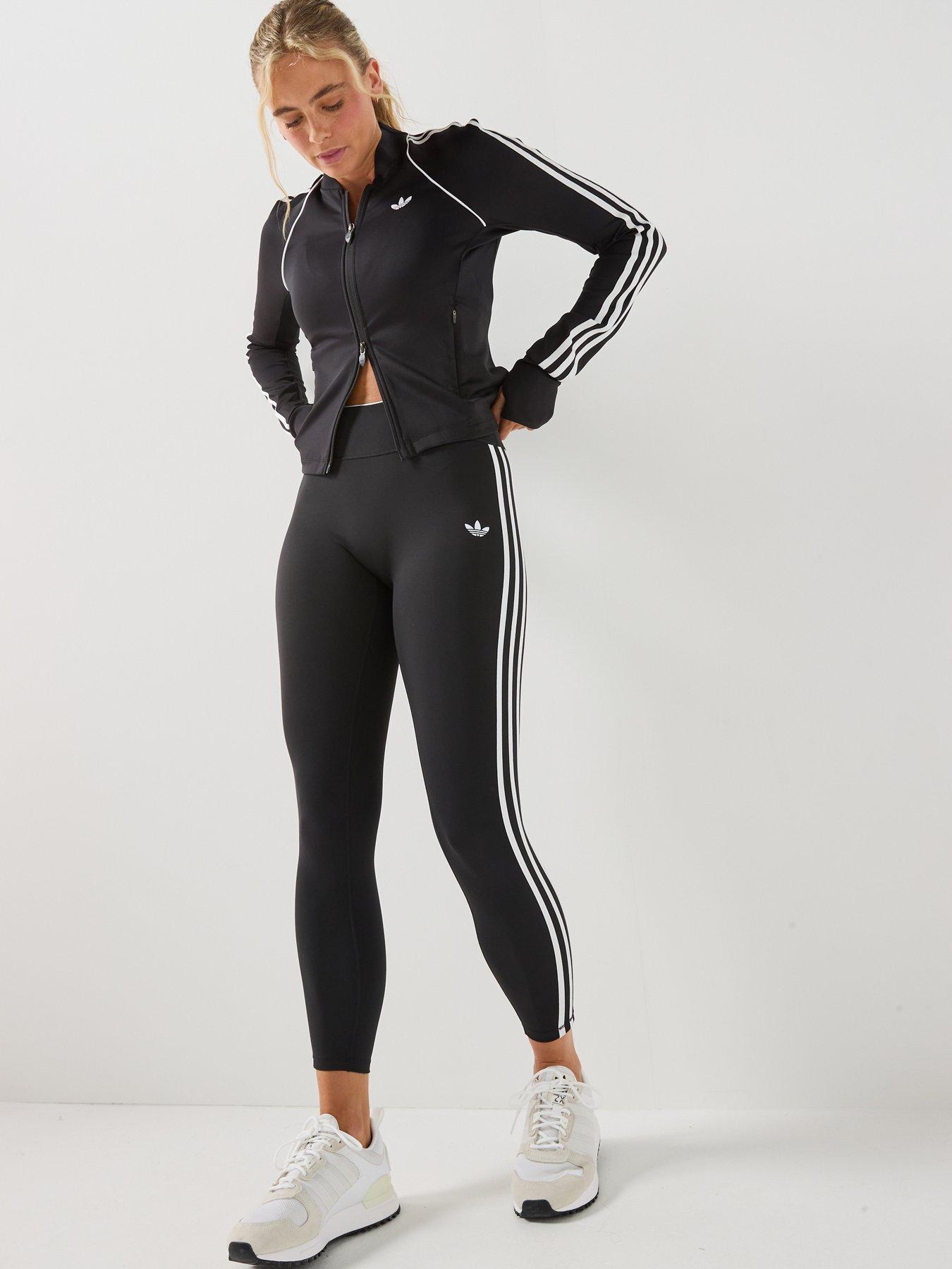 Image 3 of 5 of adidas Originals Women's Original Sport Three Stripe High Waisted Training Leggings- Black