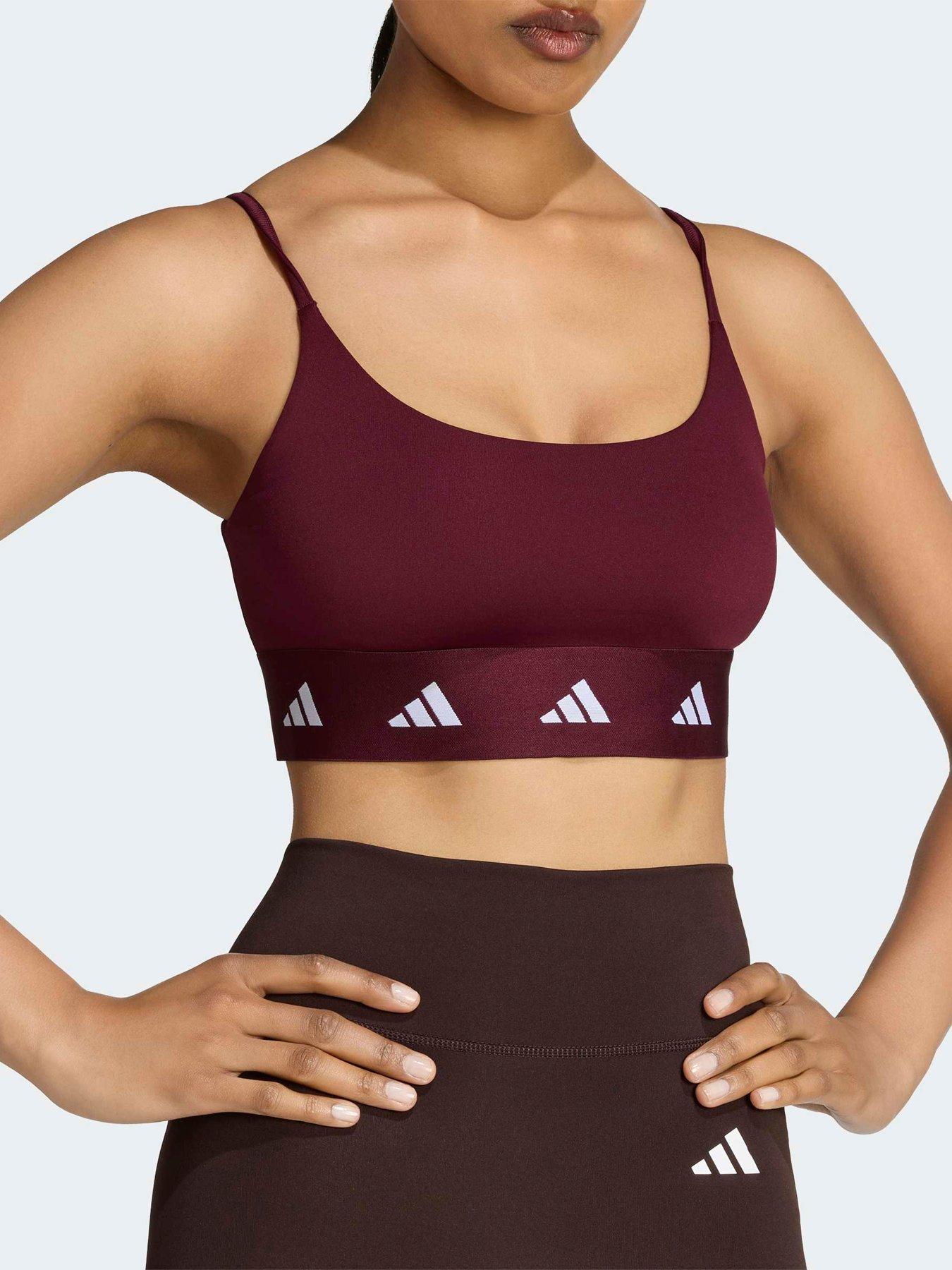 Image 4 of 5 of adidas Womens Training Workout Essentials Light Support Sports Bra - Red