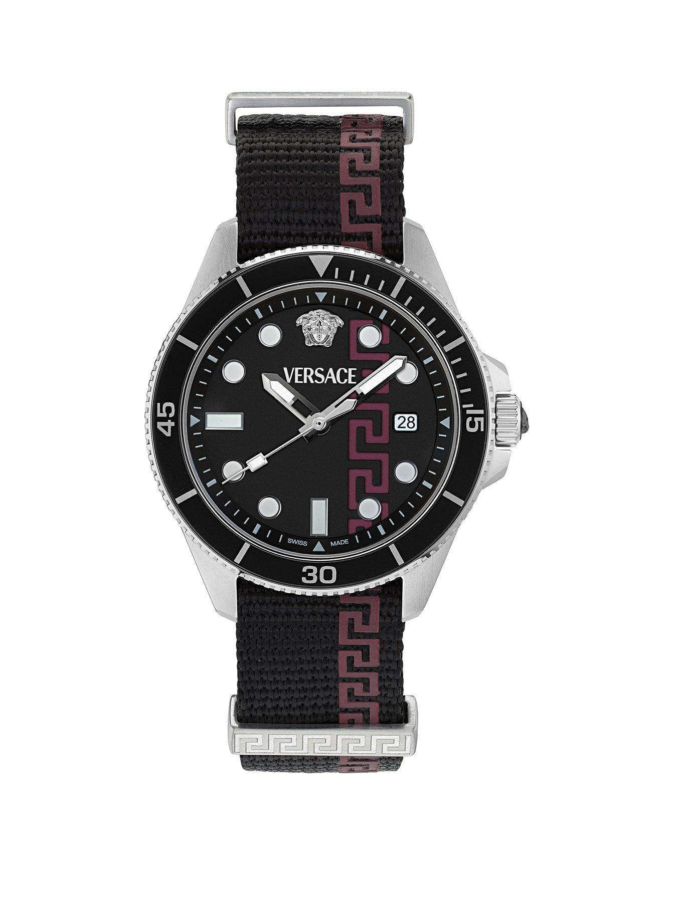 VERSACE VERSASE GRECA FORCE 42 MM WATCH WITH STAINELESS STEEL CASE AND BLACK DIAL