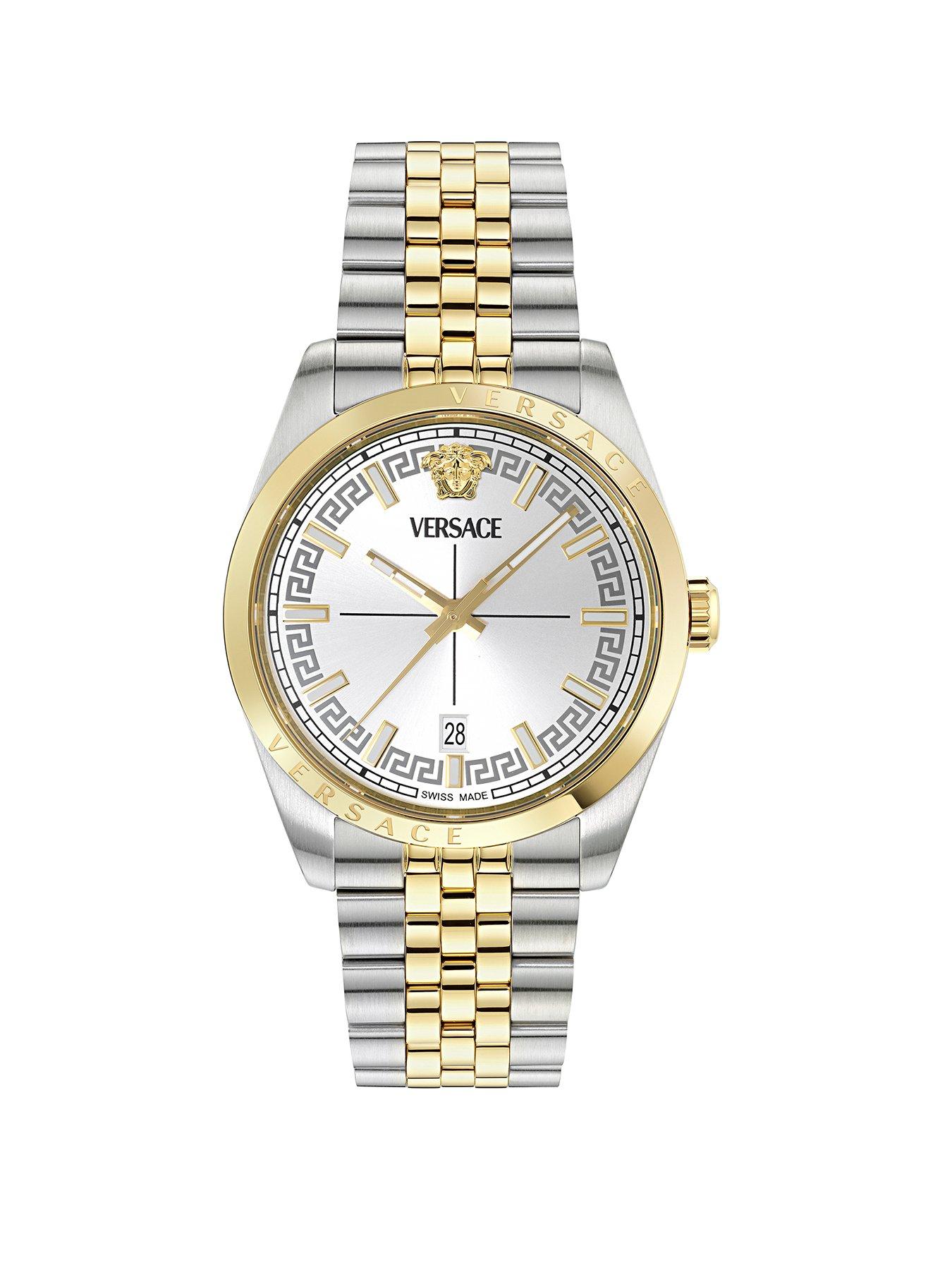 VERSACE VERSASE  MILLENYIUM GENT 40MM WATCH WITH BICOLOR CASE AND WHITE/SILVER DIAL