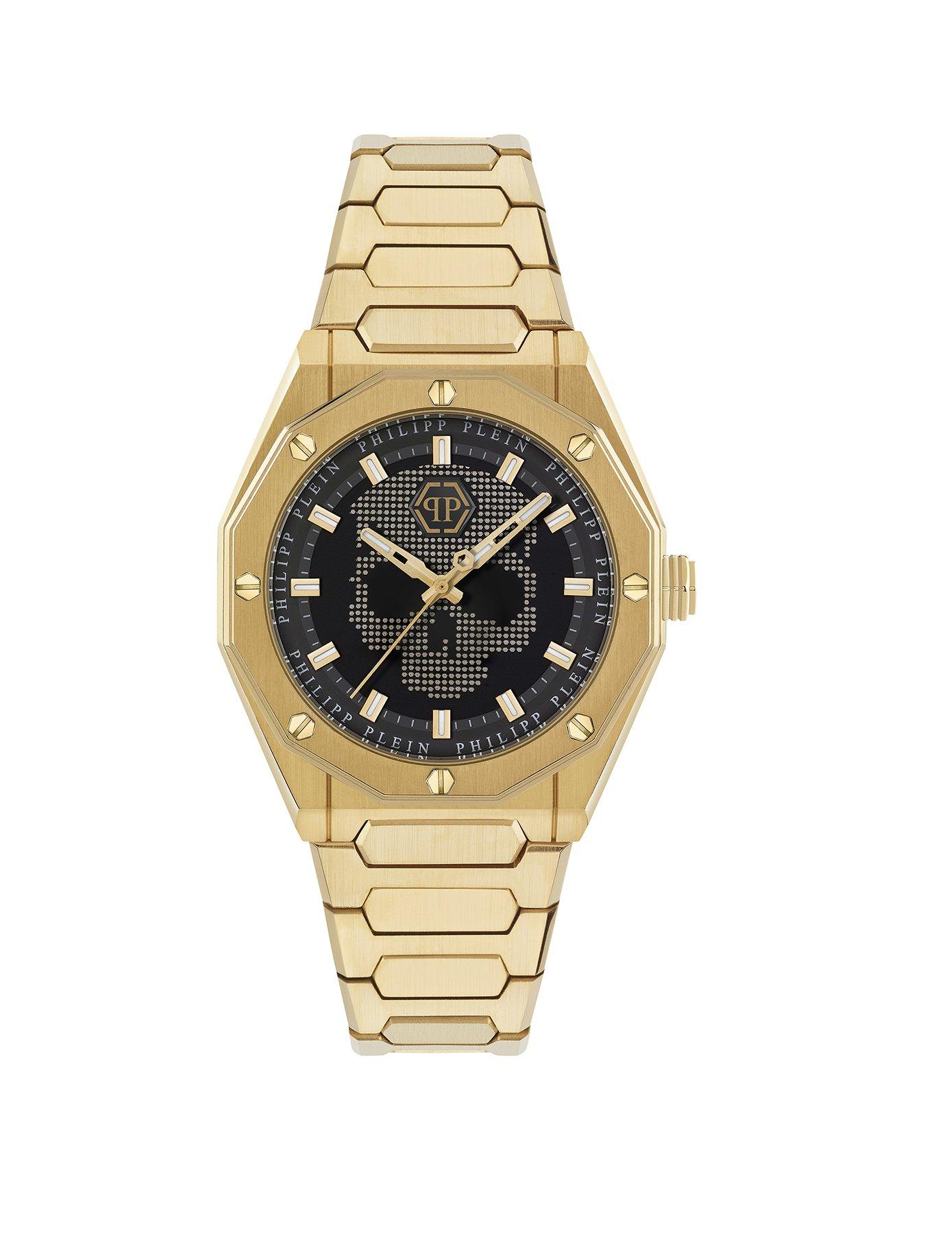 Philipp Plein Plein Deluxe 44mm Gold Tone Case With Black Dial And Gold Tone Bracelet