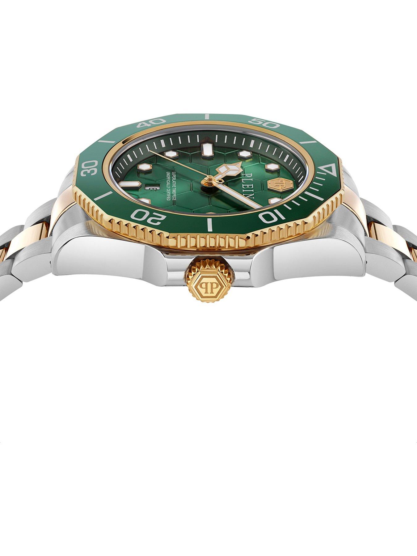 Image 3 of 3 of Philipp Plein Aquastorm 44mm Two Tone Case, Green Dial And Two Tone Bracelet