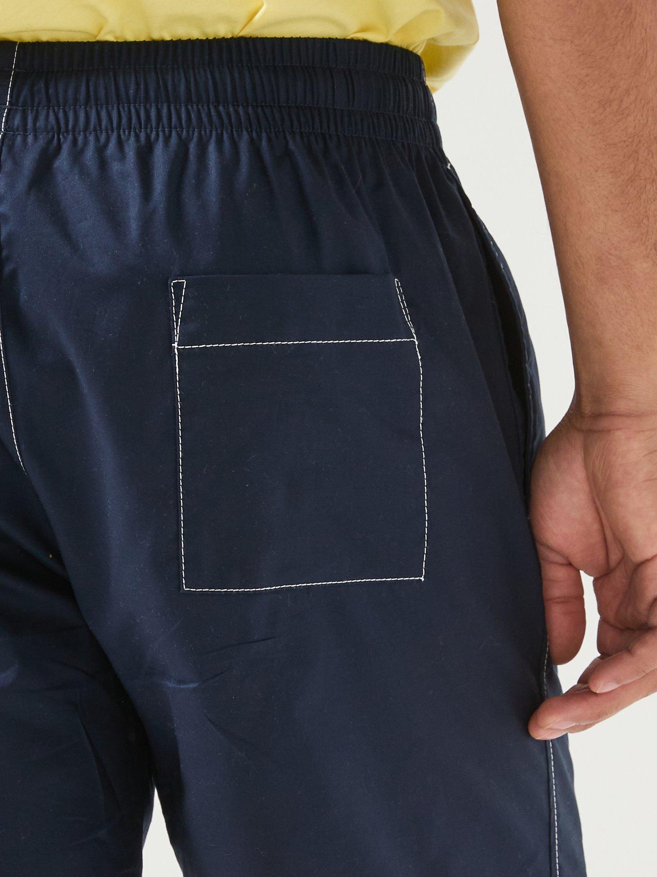 Image 5 of 6 of Lacoste Premium Embroidered Woven Shorts - Navy