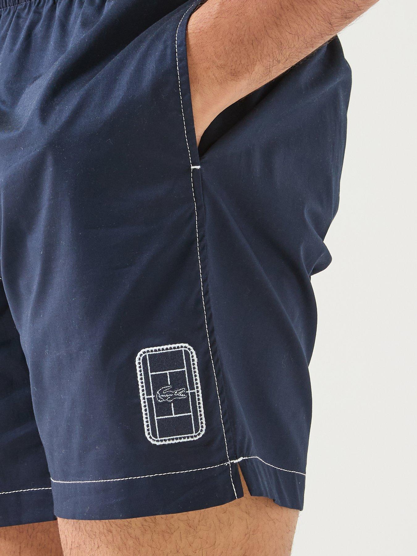 Image 6 of 6 of Lacoste Premium Embroidered Woven Shorts - Navy