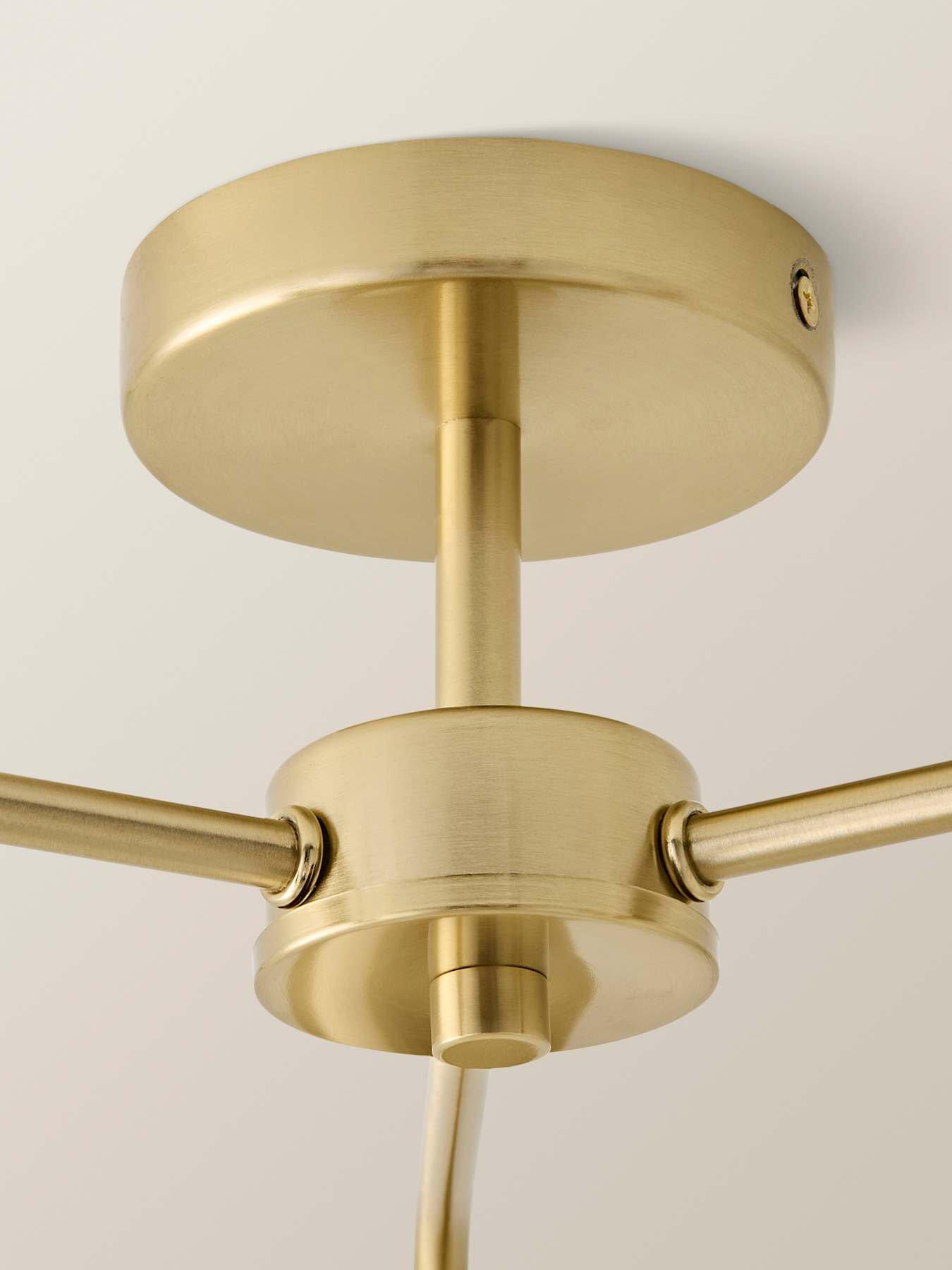 Image 4 of 6 of ValueLights Maddison Clear Ribbed Glass Globe Shades Brushed Gold 3 Arm Ceiling Light