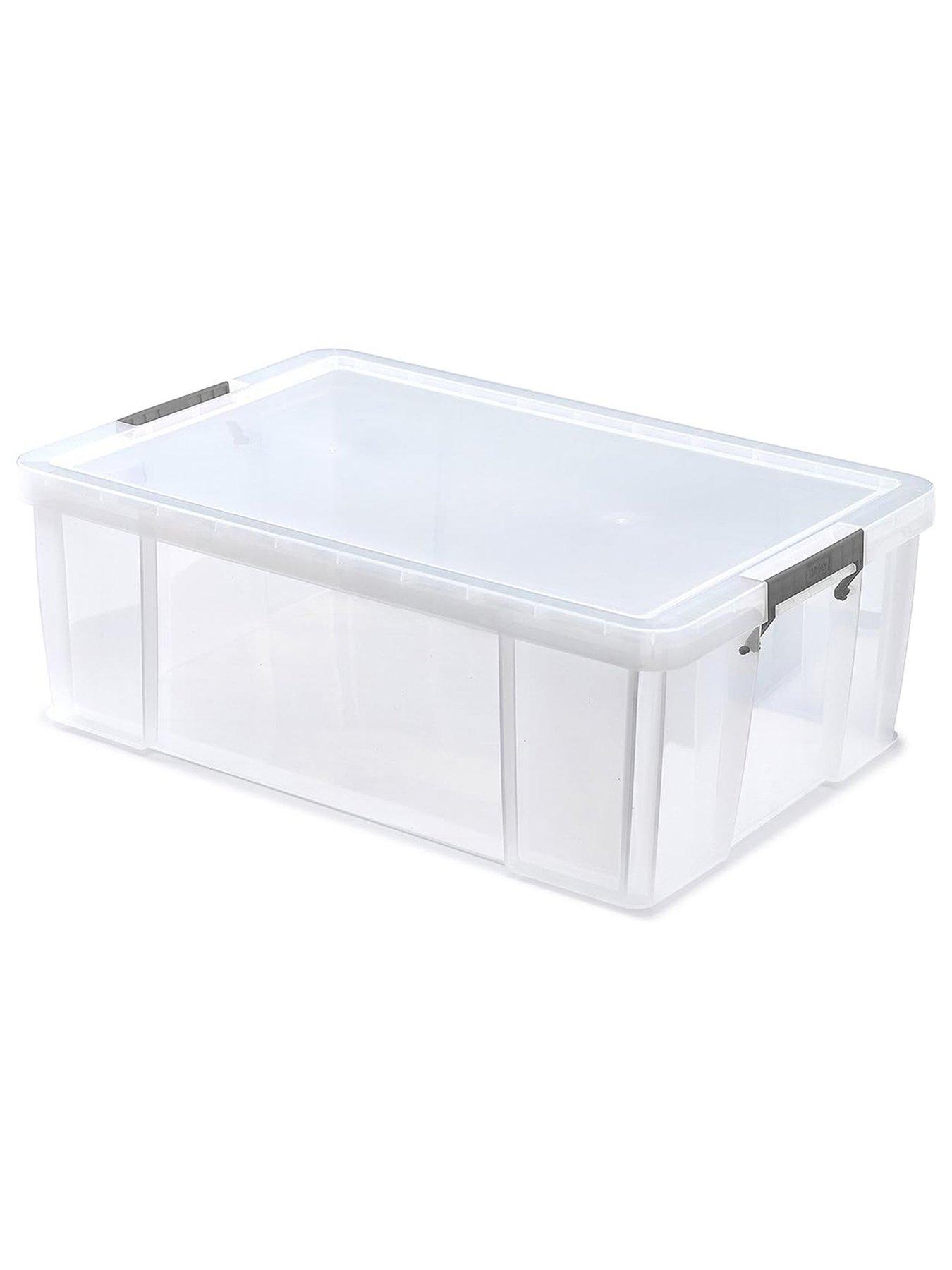 Whitefurze Allstore 51l Plastic Storage Box With Lid  &  Clamps