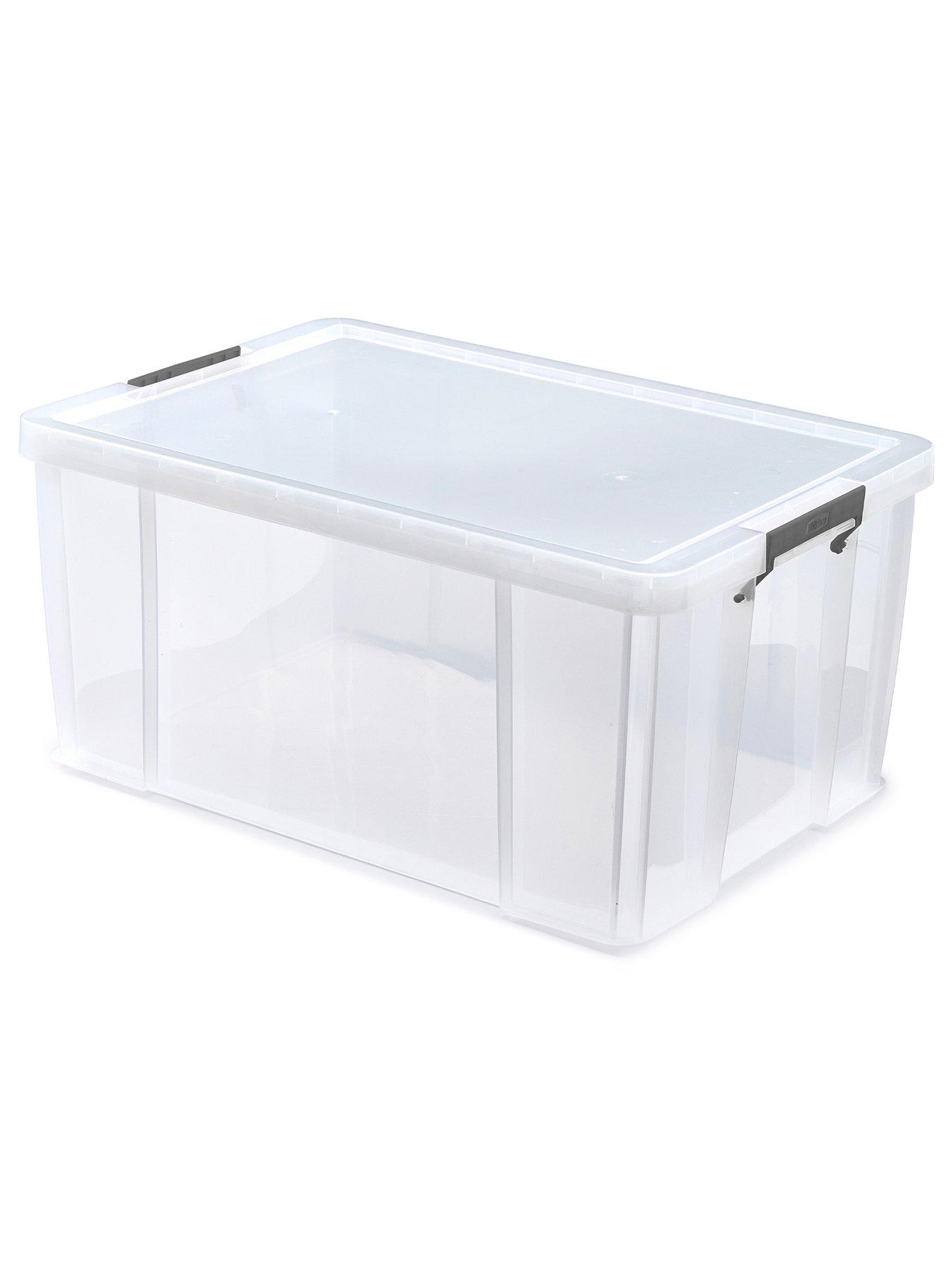 Whitefurze Allstore 70L Plastic Storage Box With Lid & Clamps