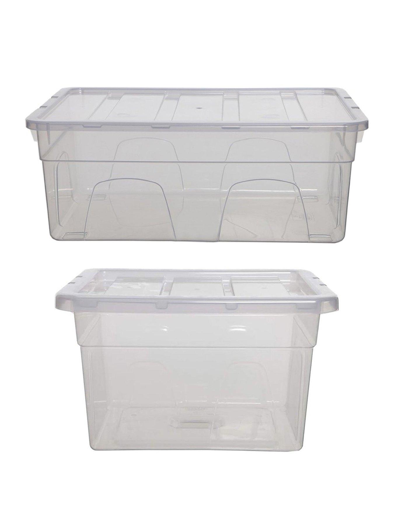 Whitefurze Spacemaster Midi & Maxi Storage Boxes With Lids, Clear, 2 ...