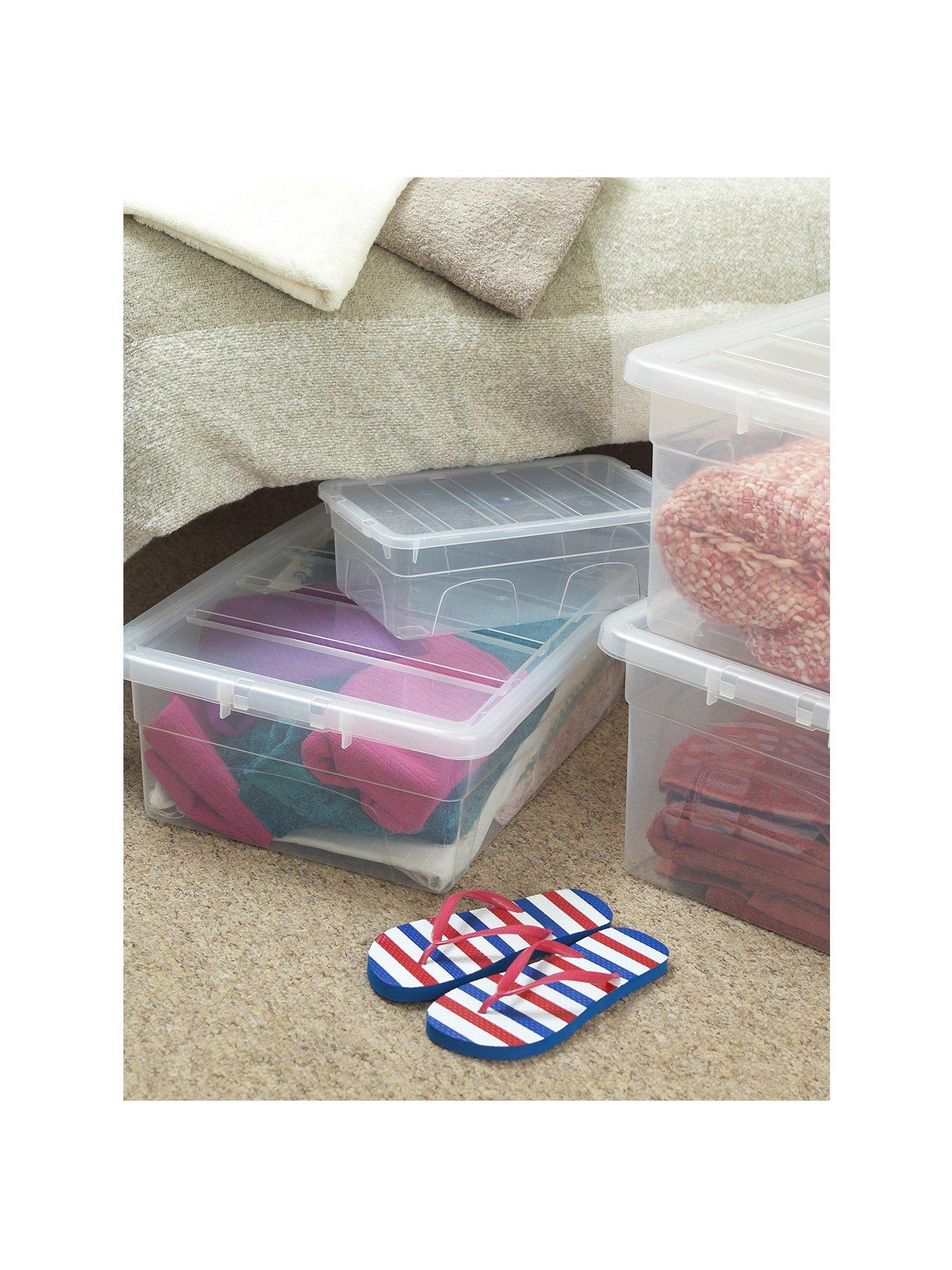 Whitefurze Spacemaster Midi & Maxi Storage Boxes With Lids, Clear, 2 ...