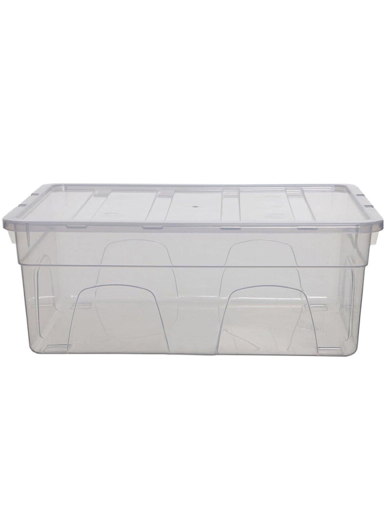 Whitefurze Spacemaster Midi & Maxi Storage Boxes With Lids, Clear, 2 ...