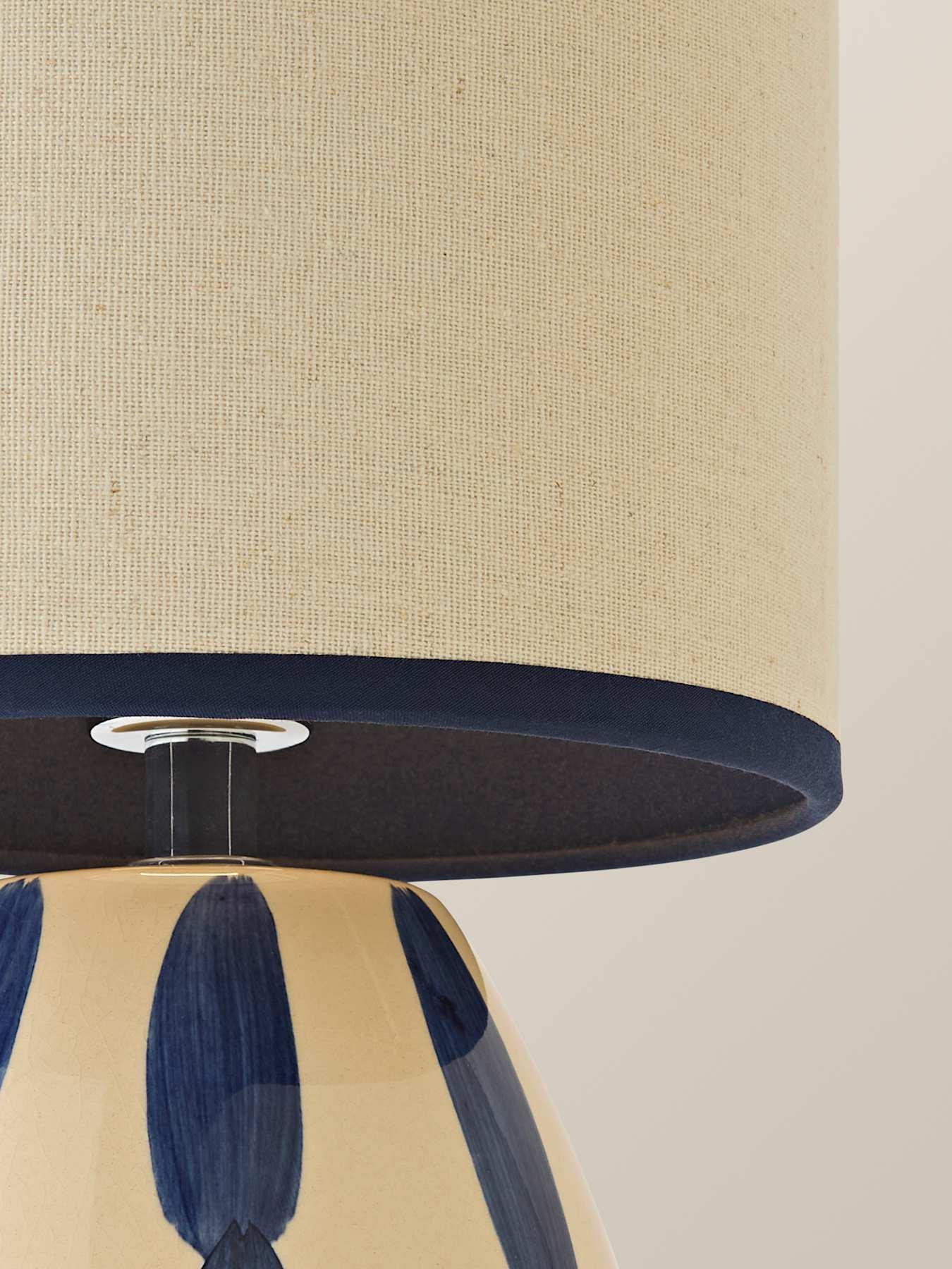 Image 3 of 6 of ValueLights Brynn Natural And Navy Ceramic Stripe Table Lamp