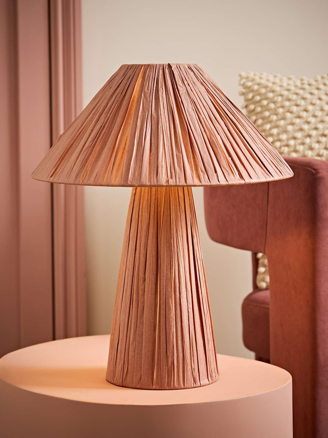 ValueLights Kaiya Pink Woven Paper Tapered Table Lamp