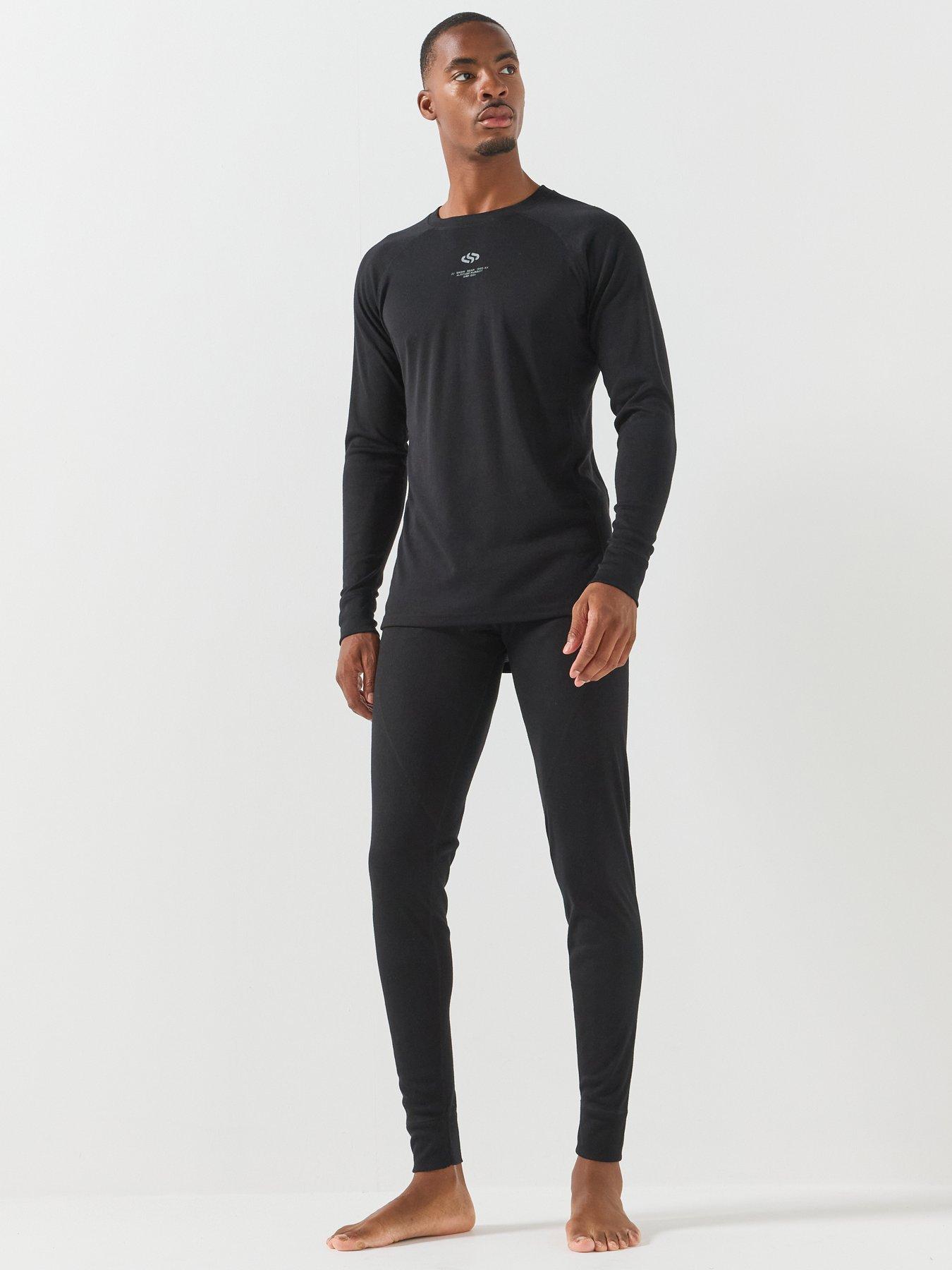 Image 1 of 6 of Jack & Jones Mens Long Sleeve Stretch Baselayer Set - Black