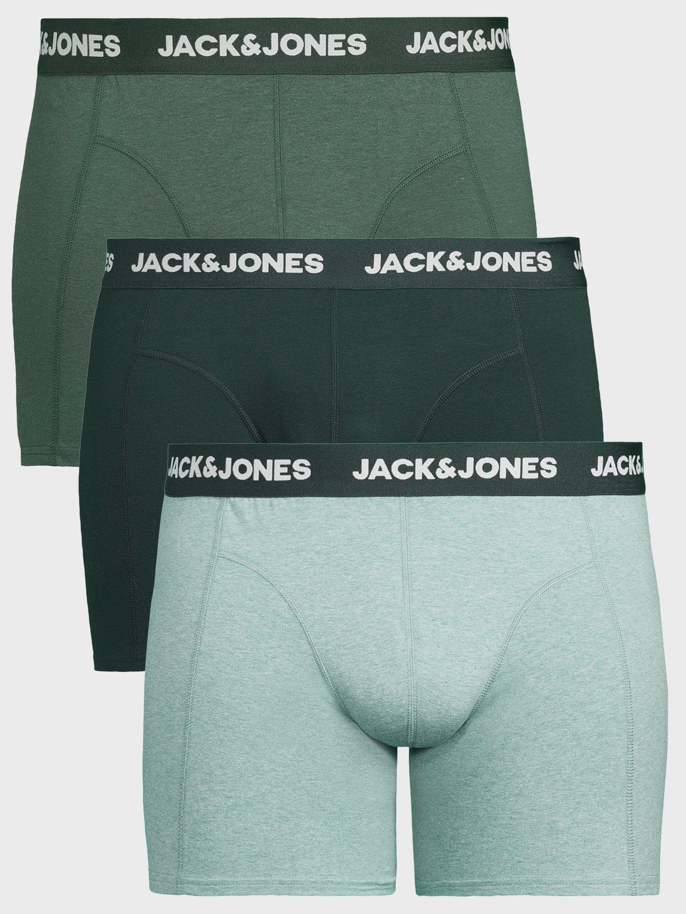 Jack & Jones Men's Green Fax 3-Pack Trunks Size 3 - Image 2