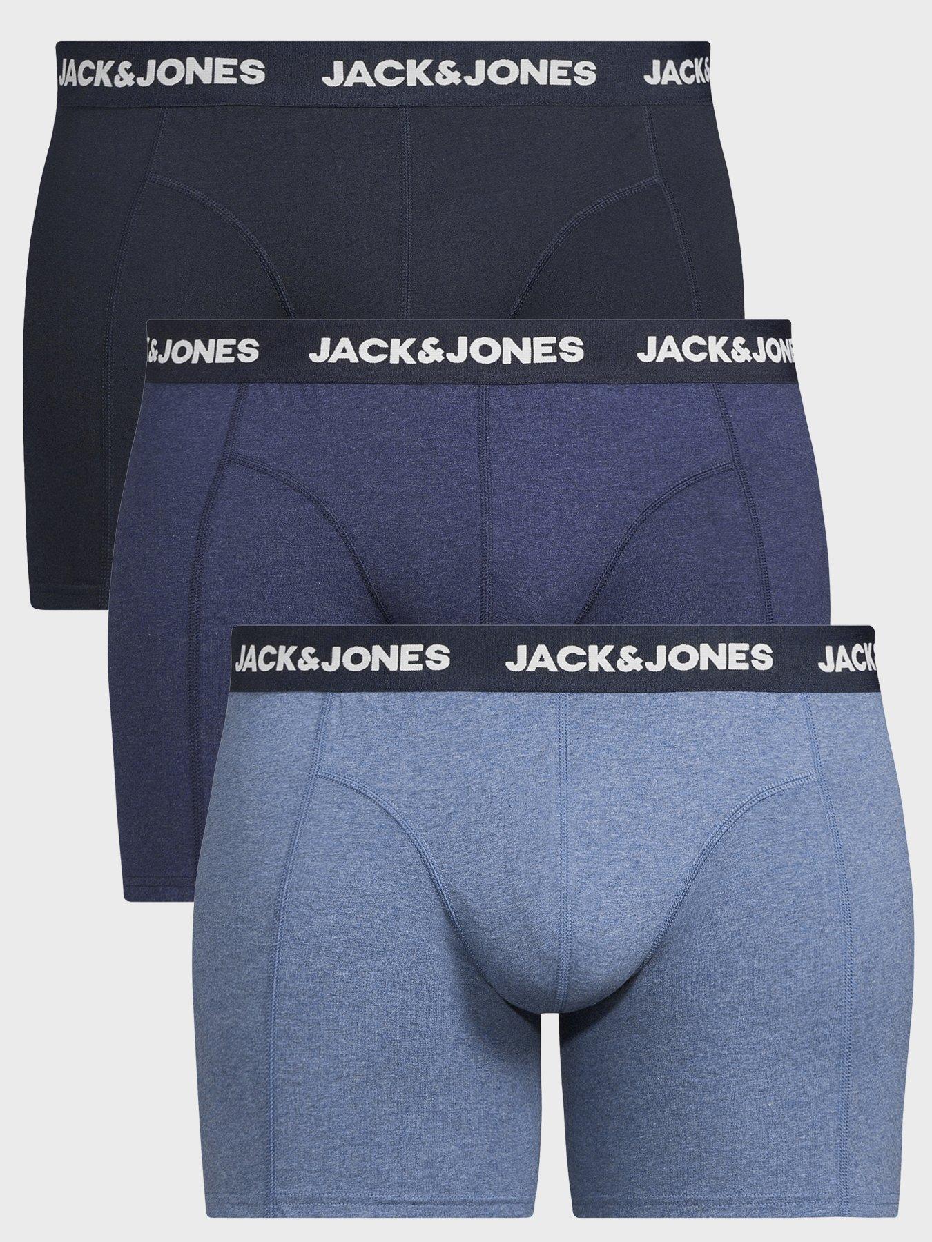 Jack & Jones Plus Fax 3 Pack Trunks, Vintage Indigo, Size 2Xl, Men