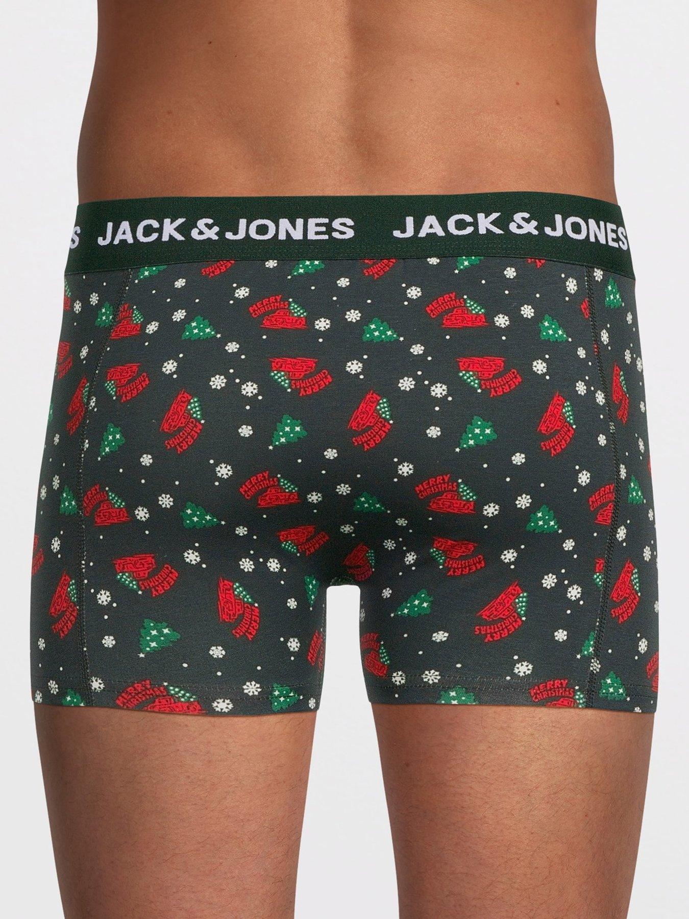 Image 3 of 3 of Jack & Jones Mens Christmas Stretch 3 Pack Trunks - Navy Blazer