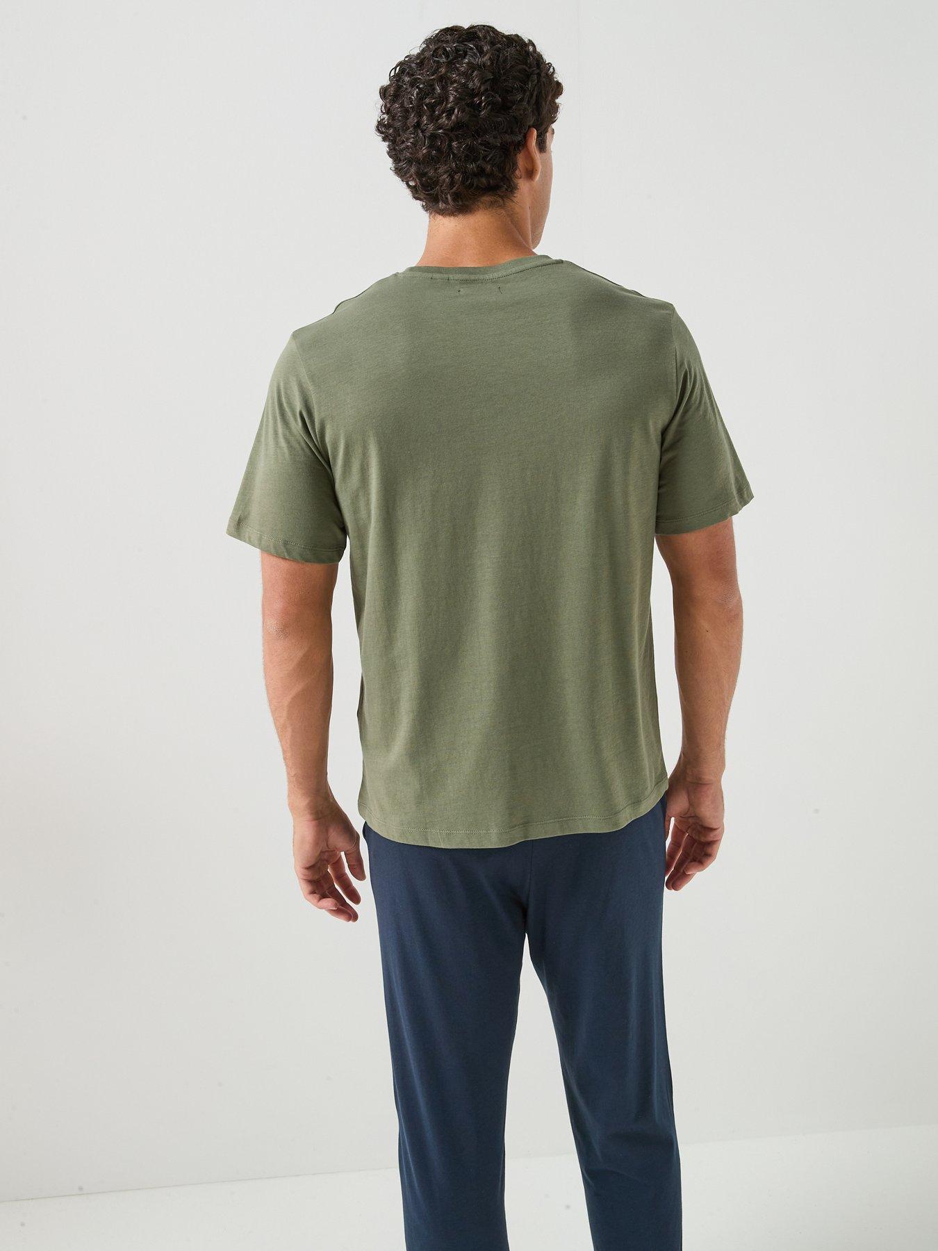 Image 2 of 6 of Jack & Jones Everest T-Shirt And Trousers Pyjama Set - Khaki/Blue