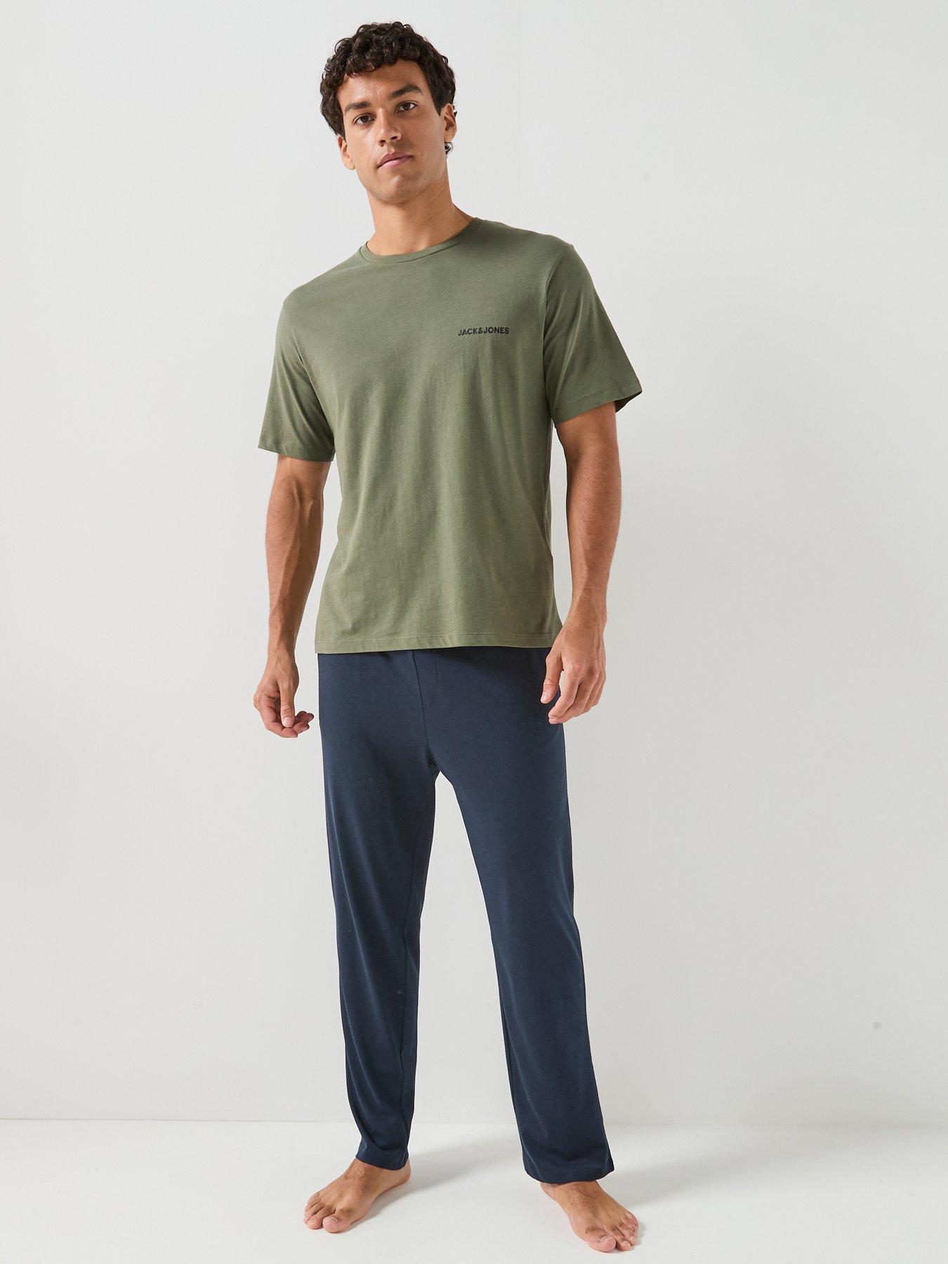 Image 3 of 6 of Jack & Jones Everest T-Shirt And Trousers Pyjama Set - Khaki/Blue