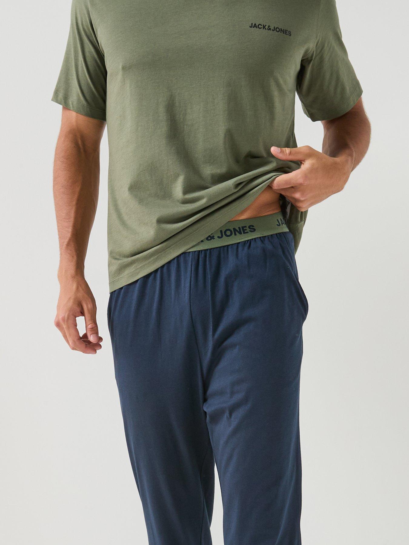 Image 5 of 6 of Jack & Jones Everest T-Shirt And Trousers Pyjama Set - Khaki/Blue