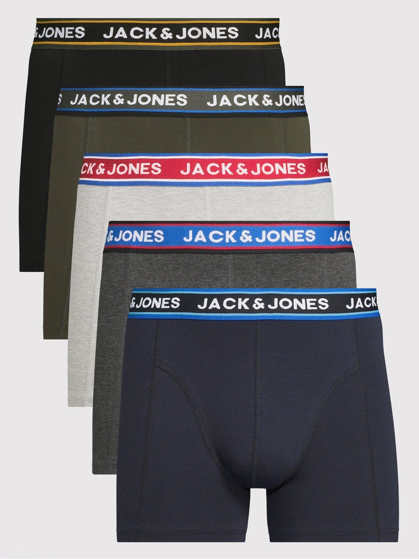 Jack & Jones Pack Of 5 Plain Hipsters Men's Black+Khaki+Navy+Dark Grey+Grey Extra Large - La Redoute - Image 2
