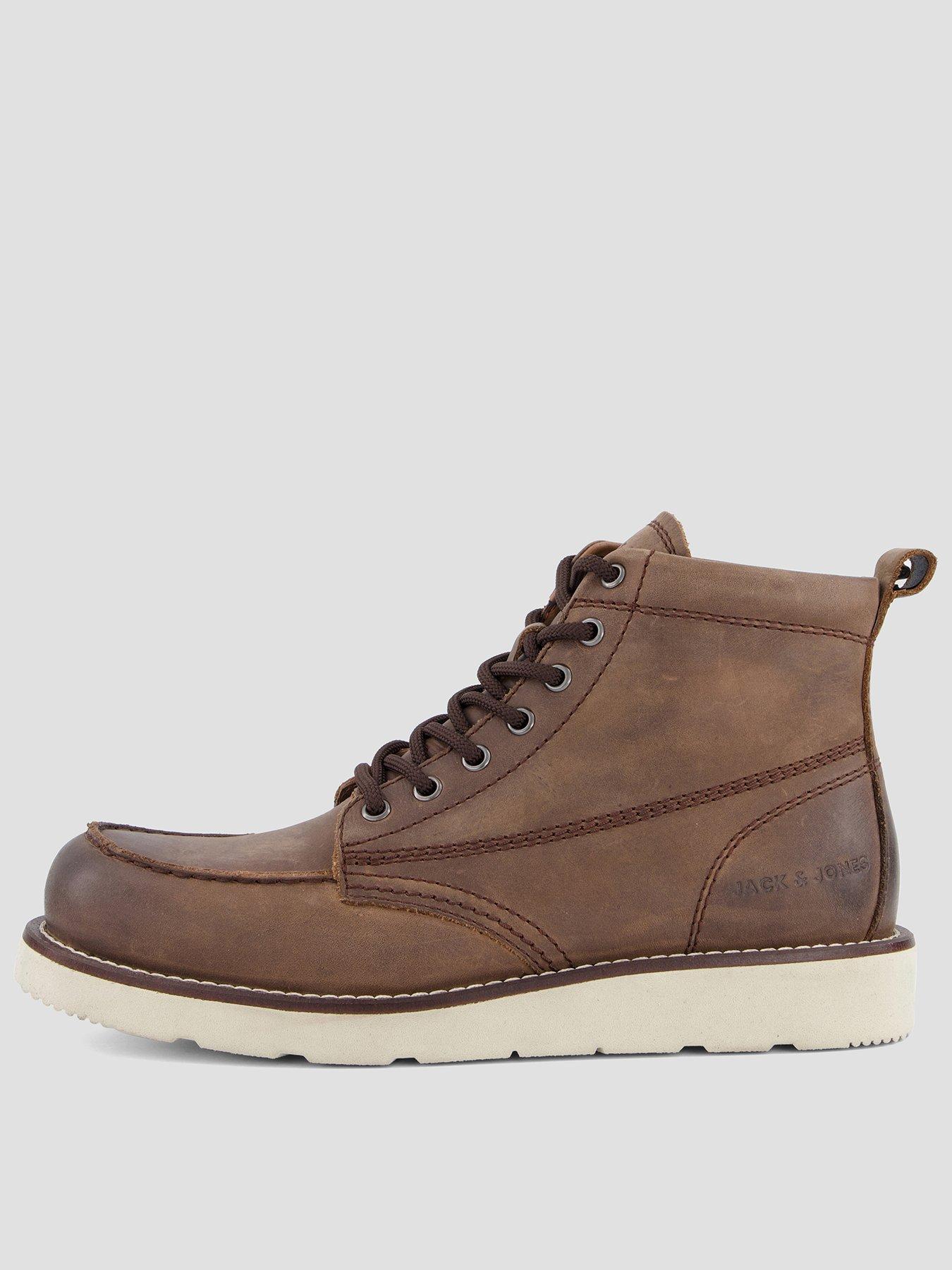 Jack & Jones Mens Toronto Lace-Up Leather Boots, Brown Stone, Size 46, Men - Image 3