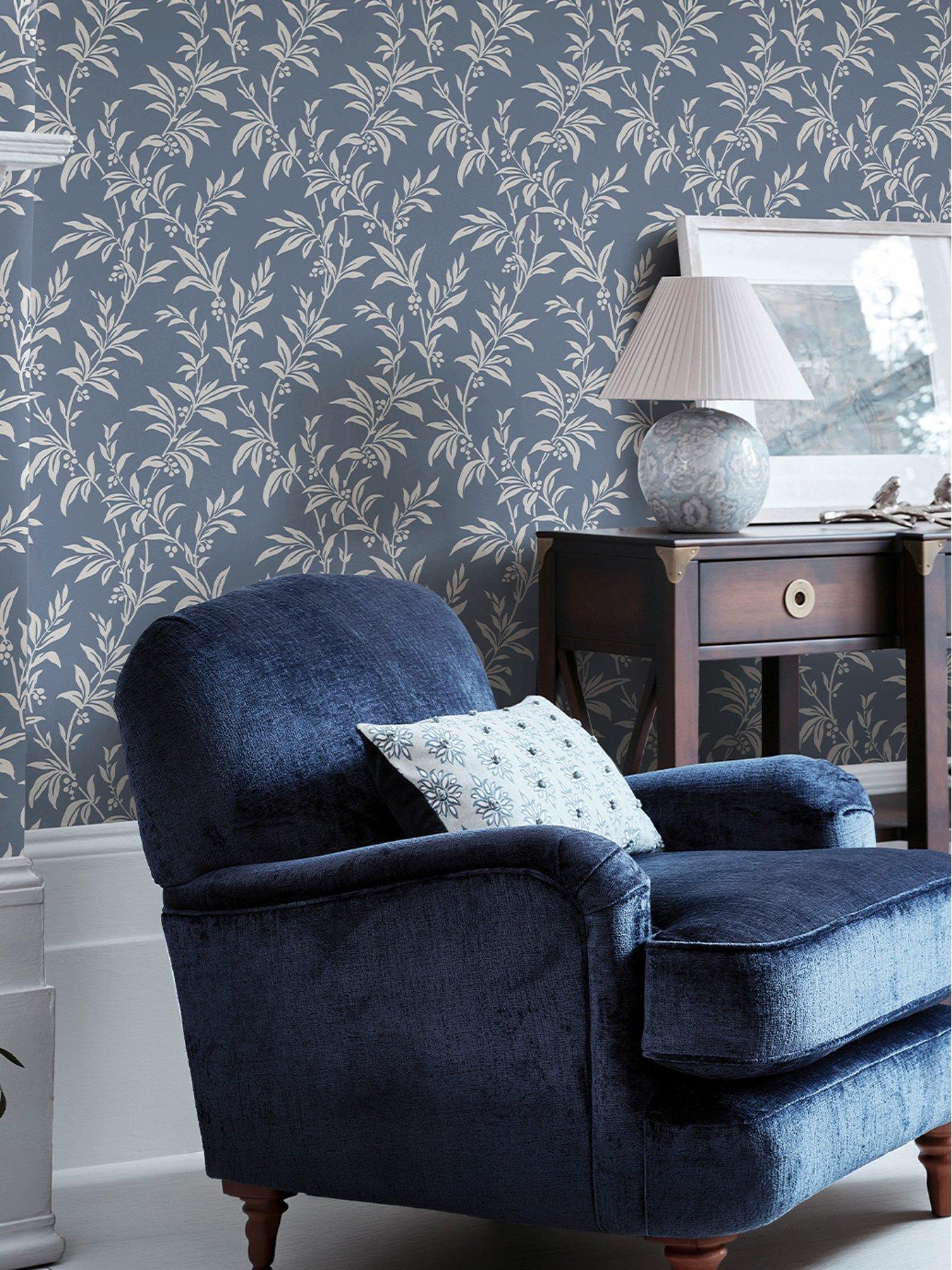 Laura Ashley Paxford Leaves Dark Seaspray Wallpaper
