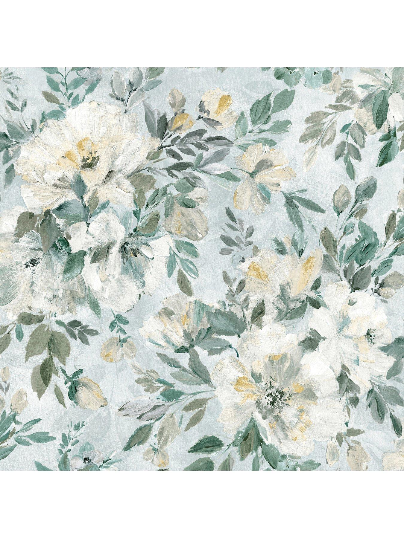 Image 2 of 4 of Laura Ashley Elowen Peony Pale Teal Wallpaper