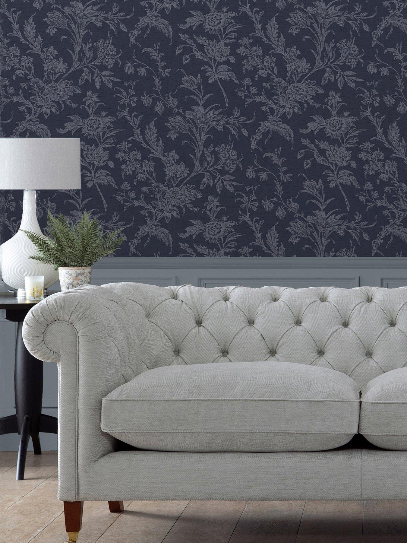 Laura Ashley Lloyd Midnight Seaspray Wallpaper